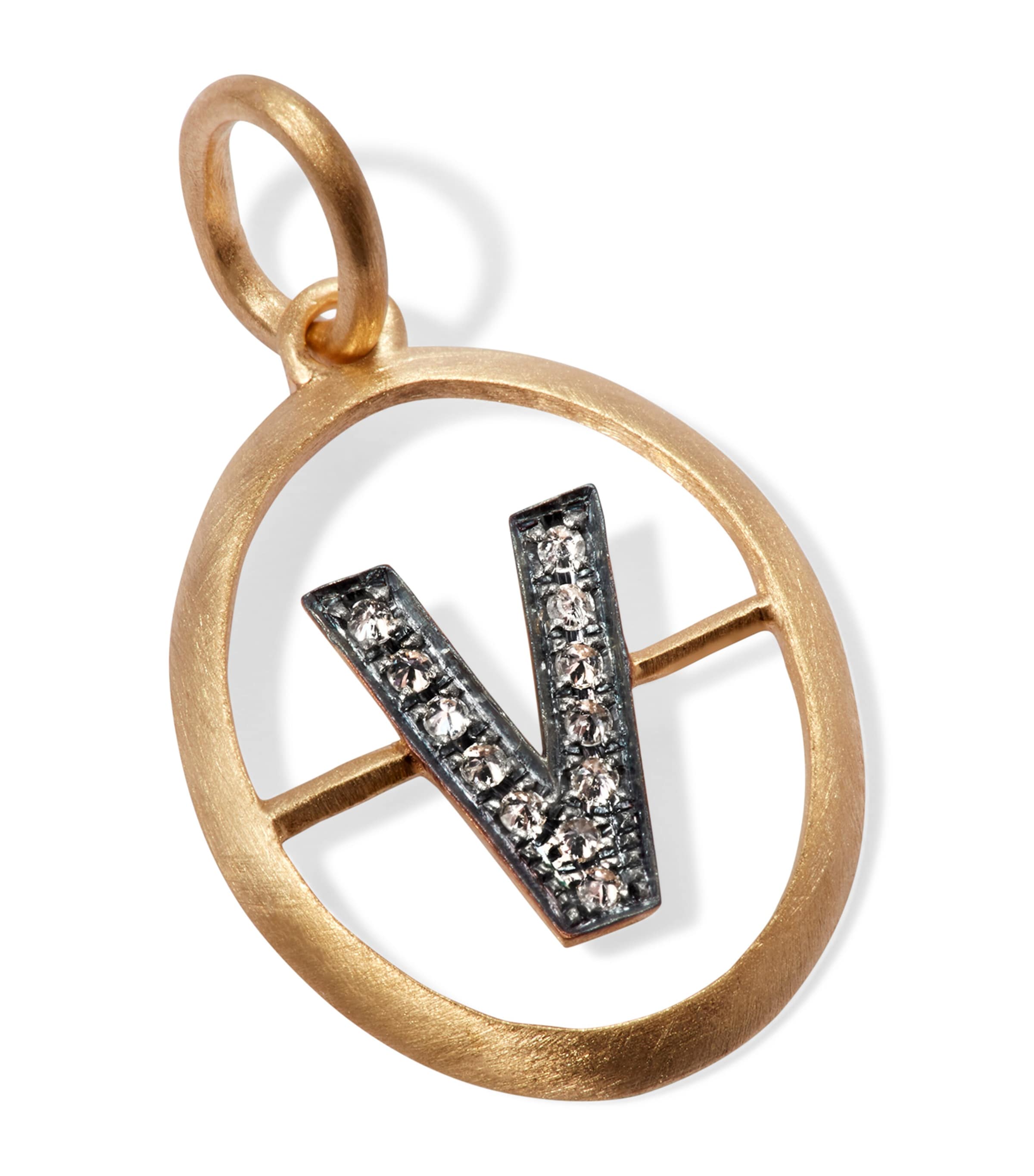 Yellow Gold and Diamond Initial V Pendant