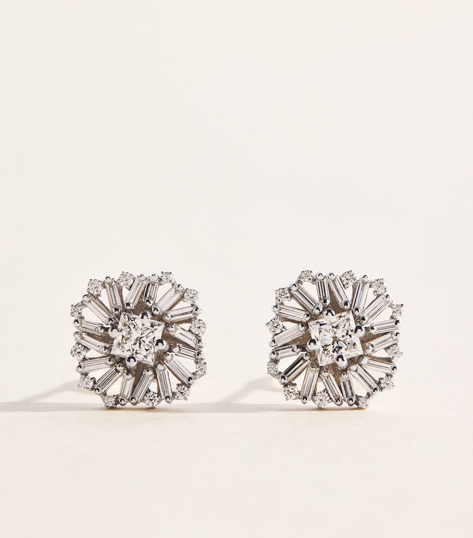 Suzanne Kalan White Gold and Diamond Flower Earrings Wg/wd