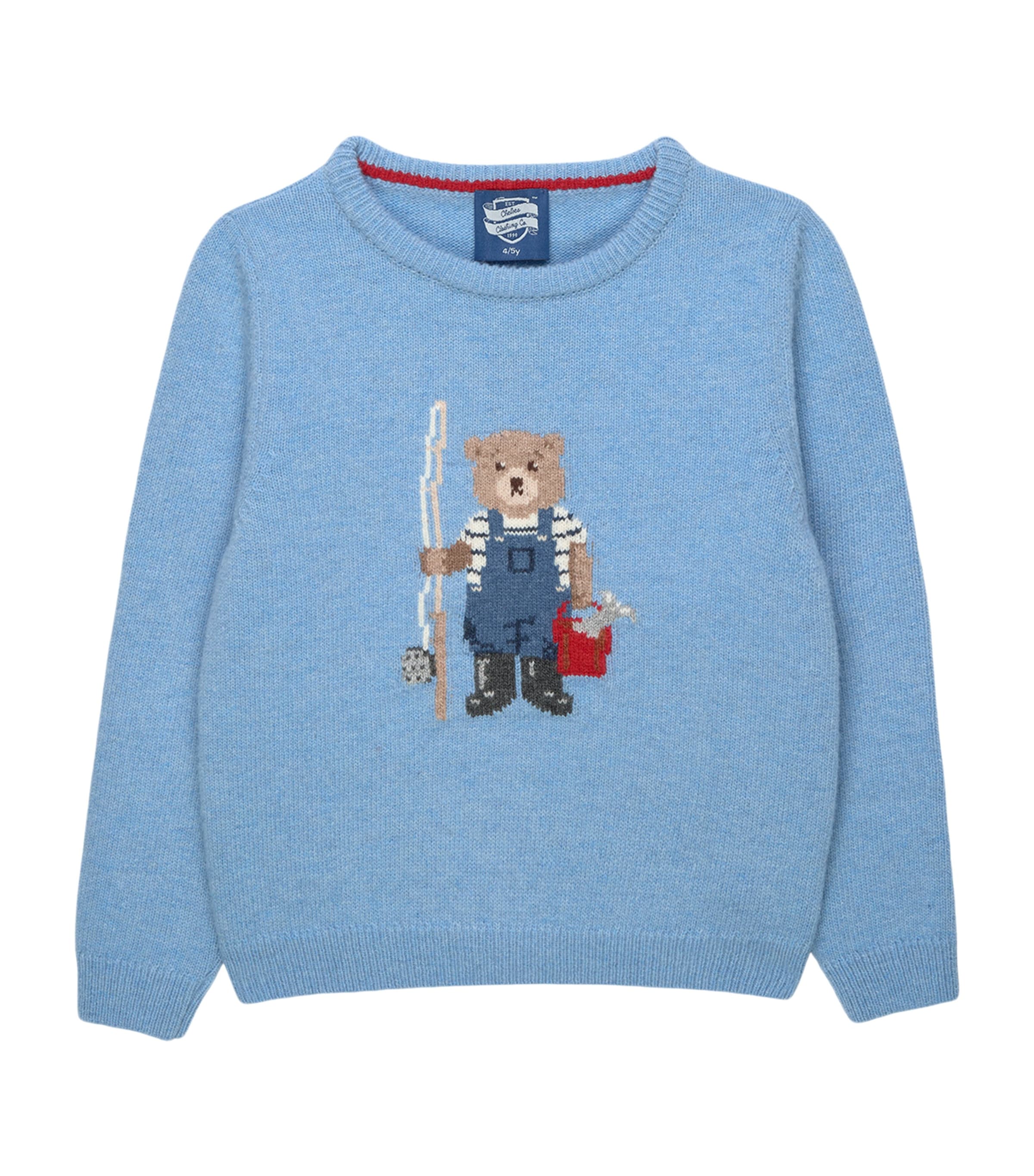 Trotters Wool-Blend Freddy Teddy Sweater (6-11 Years) Blue