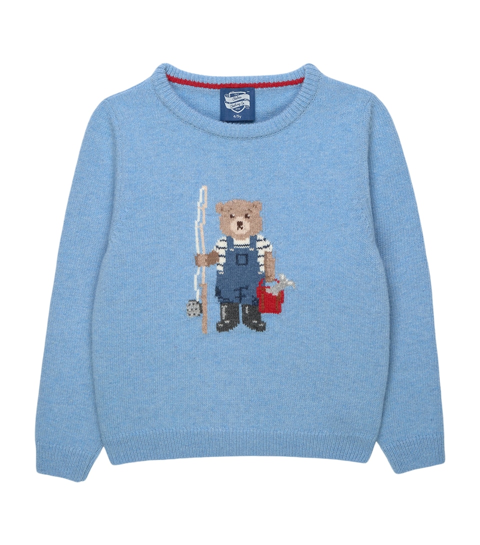 Trotters Wool-Blend Freddy Teddy Sweater (6-11 Years) Blue