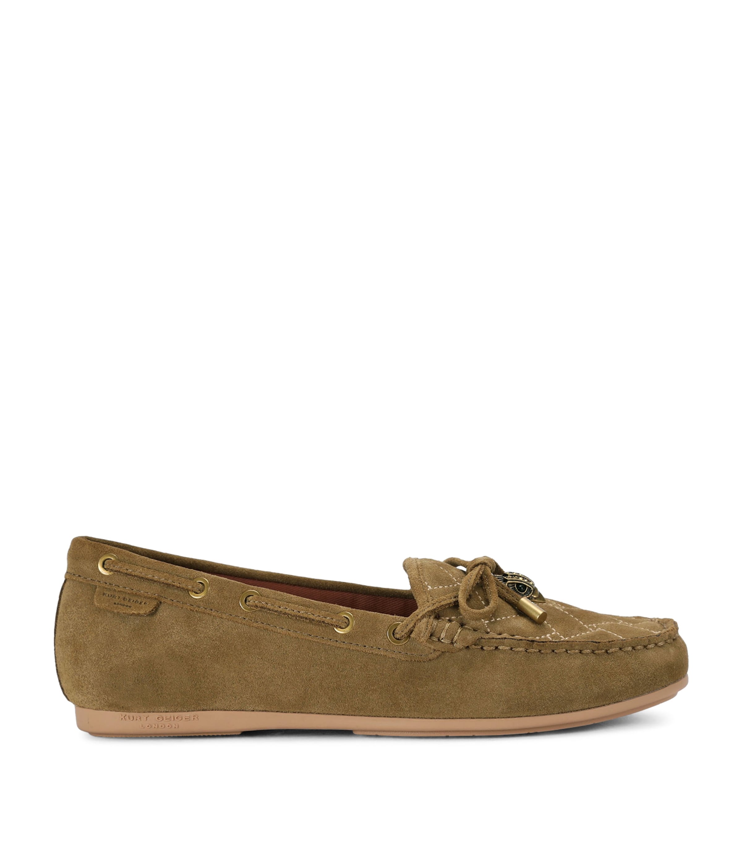 Kurt Geiger London Suede Eagle Moccasins Tan Comb