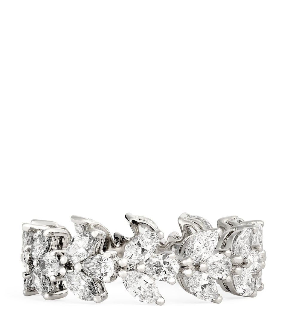White Gold and Diamond Lotus Ring