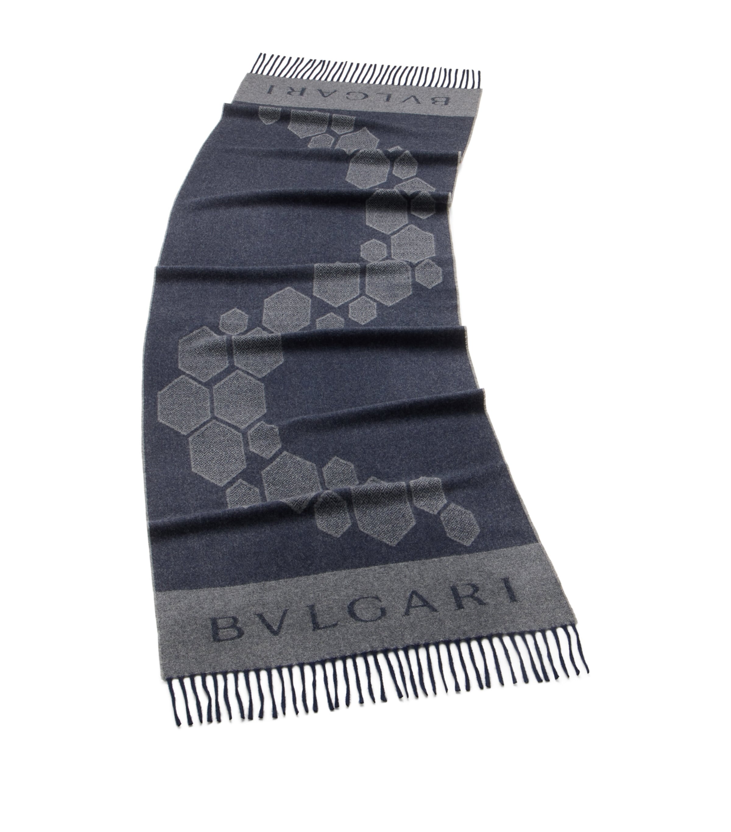 Bvlgari Cashmere Wonder Scales Scarf Blue Medium