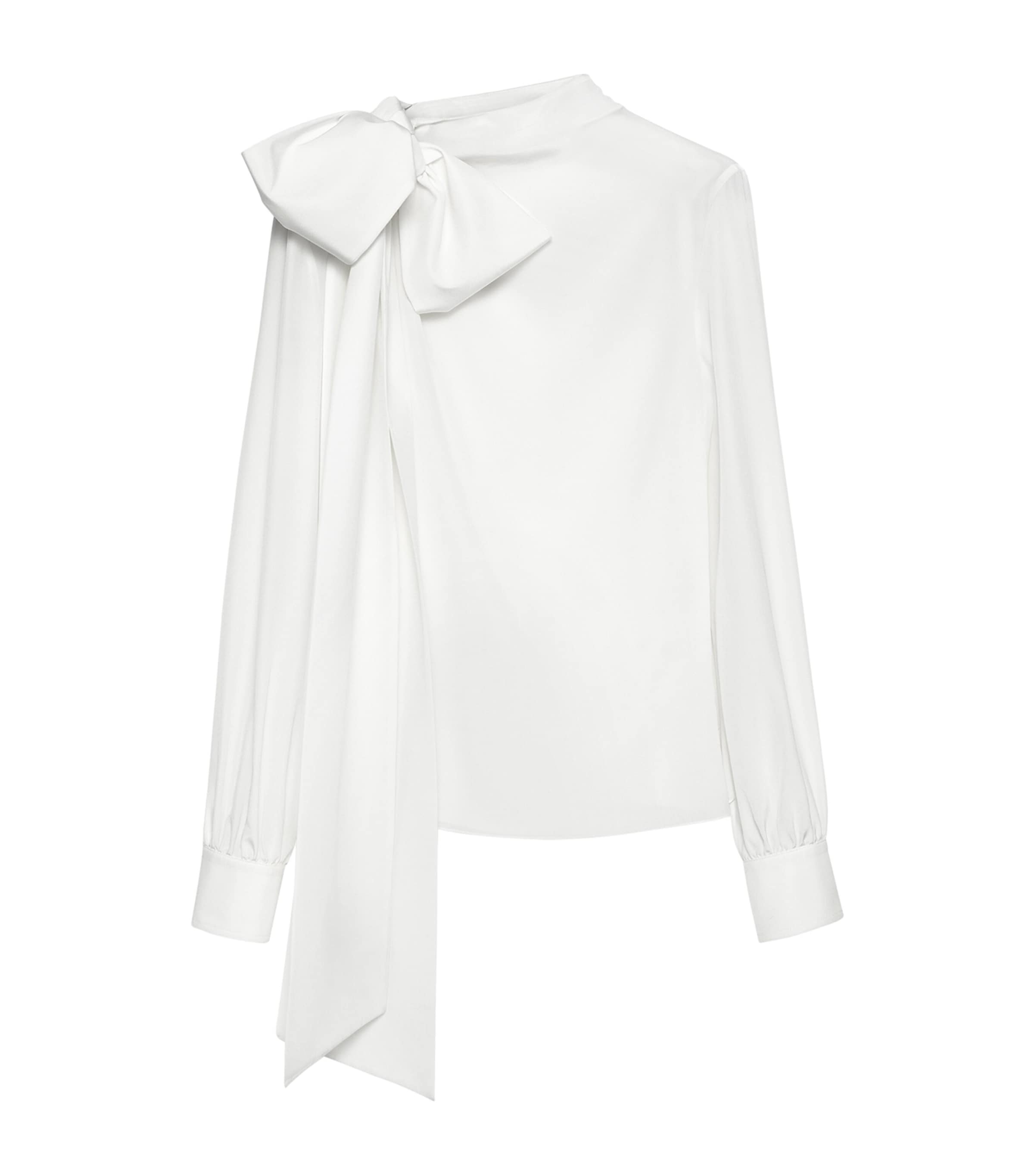 McQueen Womens Silk Bow-Shoulder Blouse