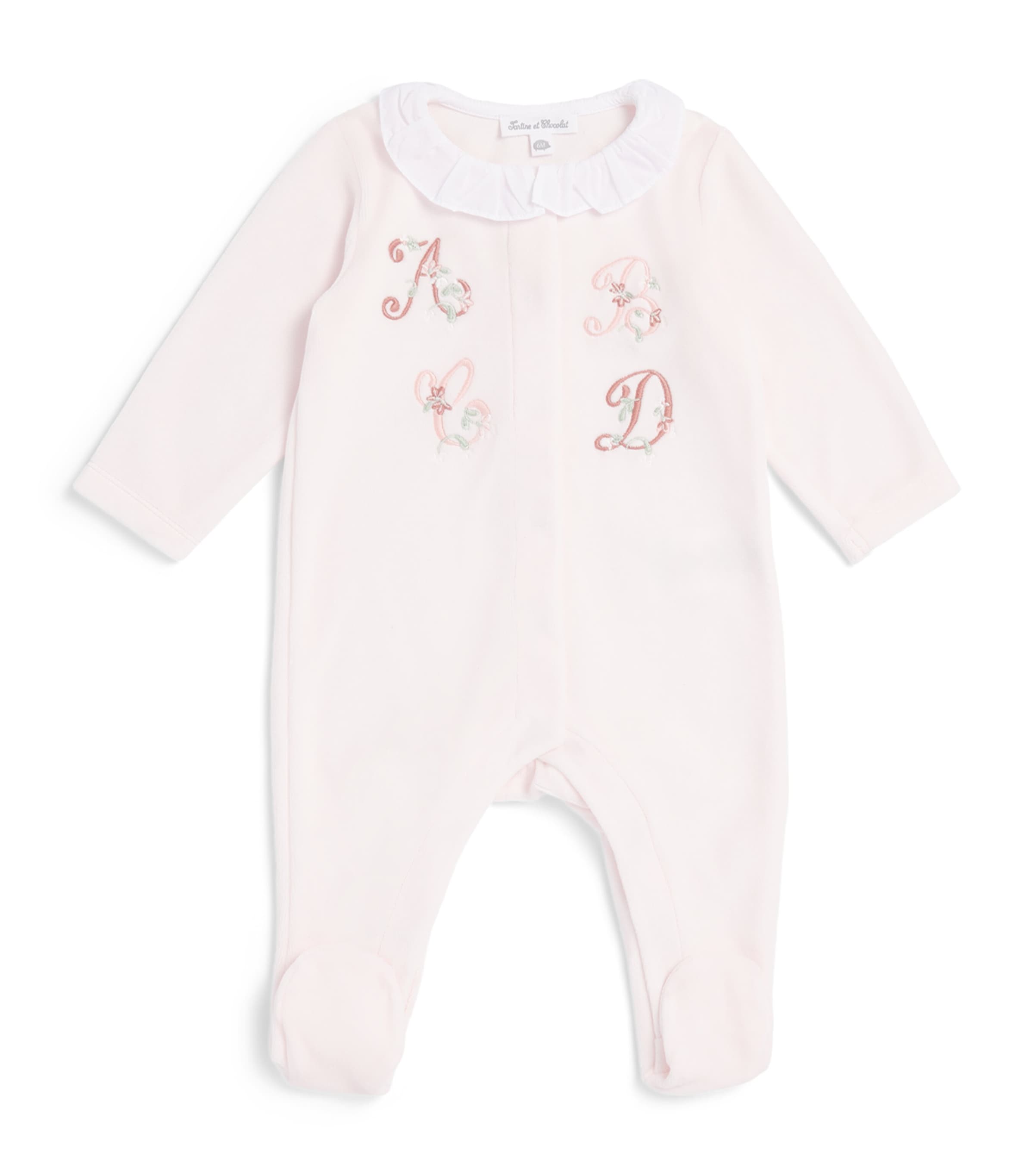 Tartine et Chocolat Velvet Embroidered All-In-One (0 Months-2 Years) Light Pink