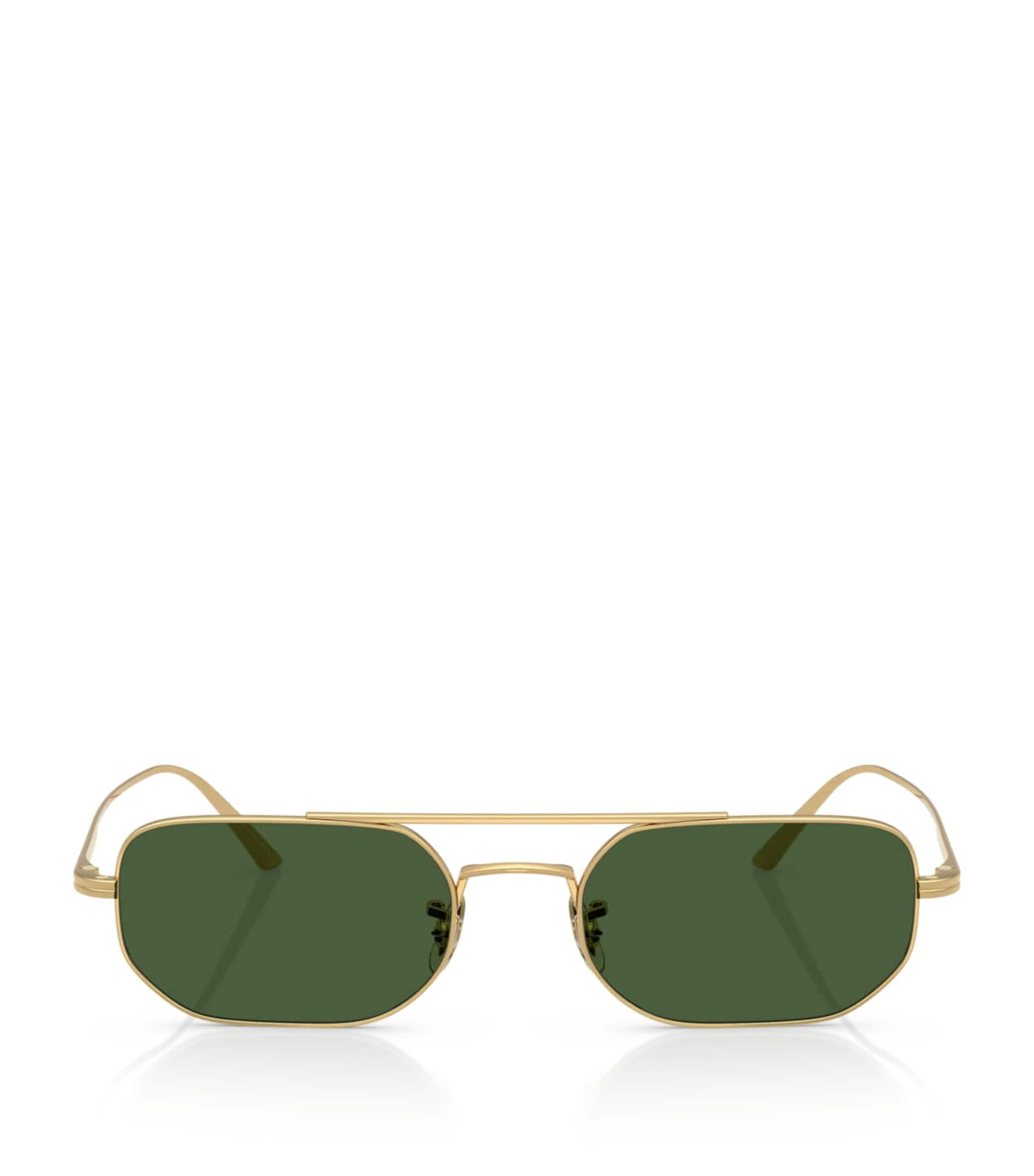 Oliver Peoples Steel 1989C Rectangle Sunglasses Gold