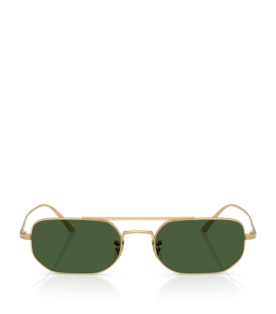 Oliver Peoples Steel 1989C Rectangle Sunglasses Gold