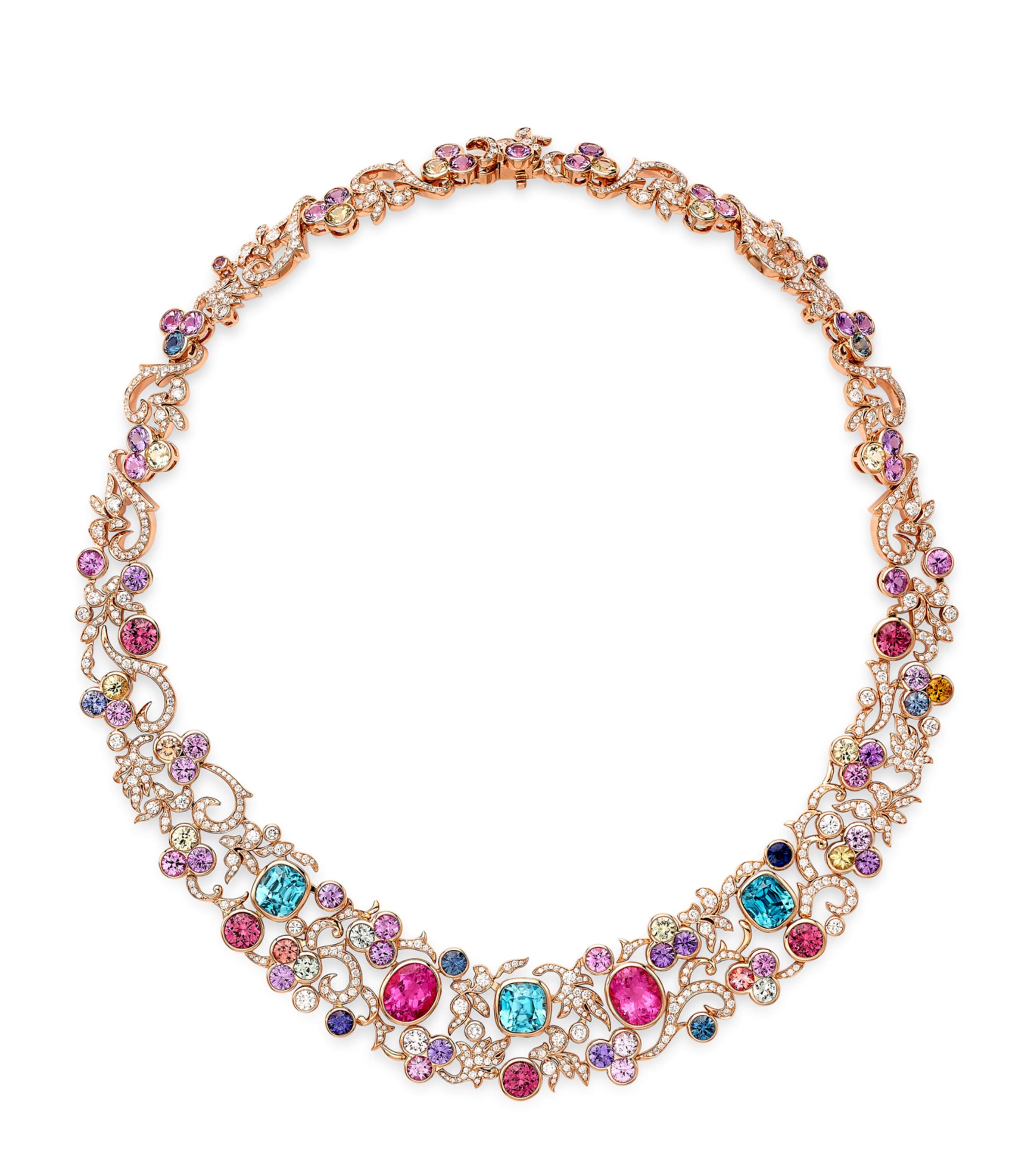 Boodles Rose Gold, Diamond and Gemstone The Palace Collection Royal Damask Necklace Pink