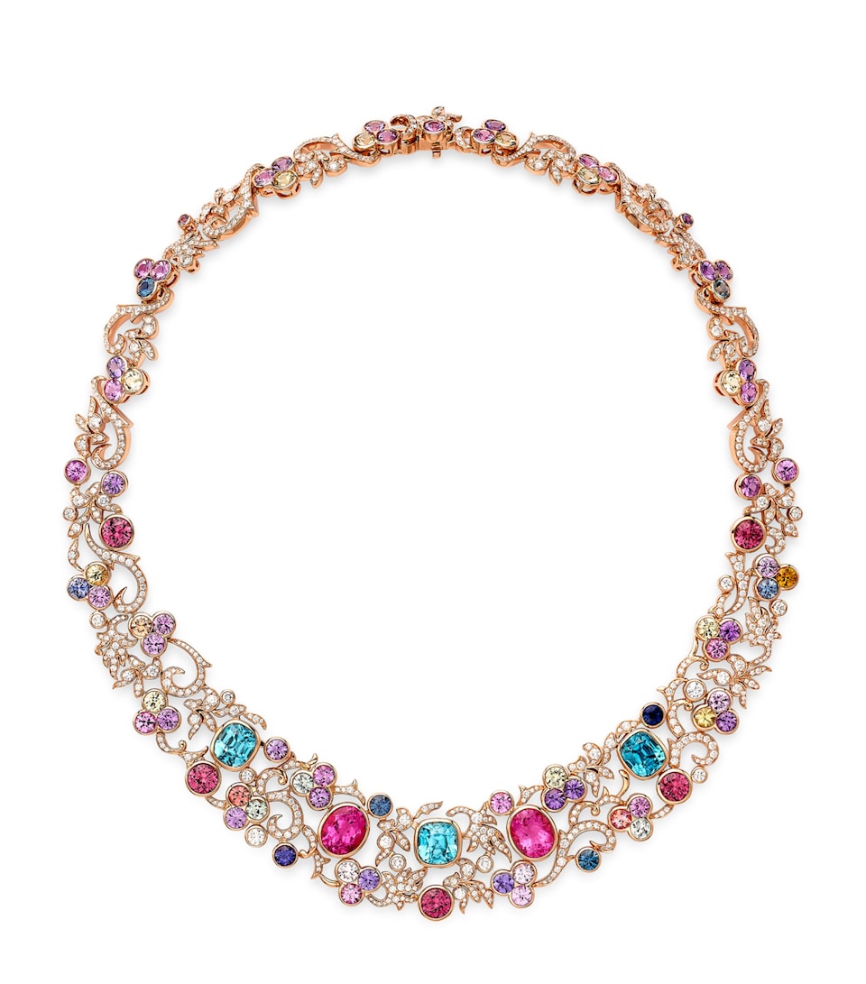 Boodles Rose Gold, Diamond and Gemstone The Palace Collection Royal Damask Necklace Pink