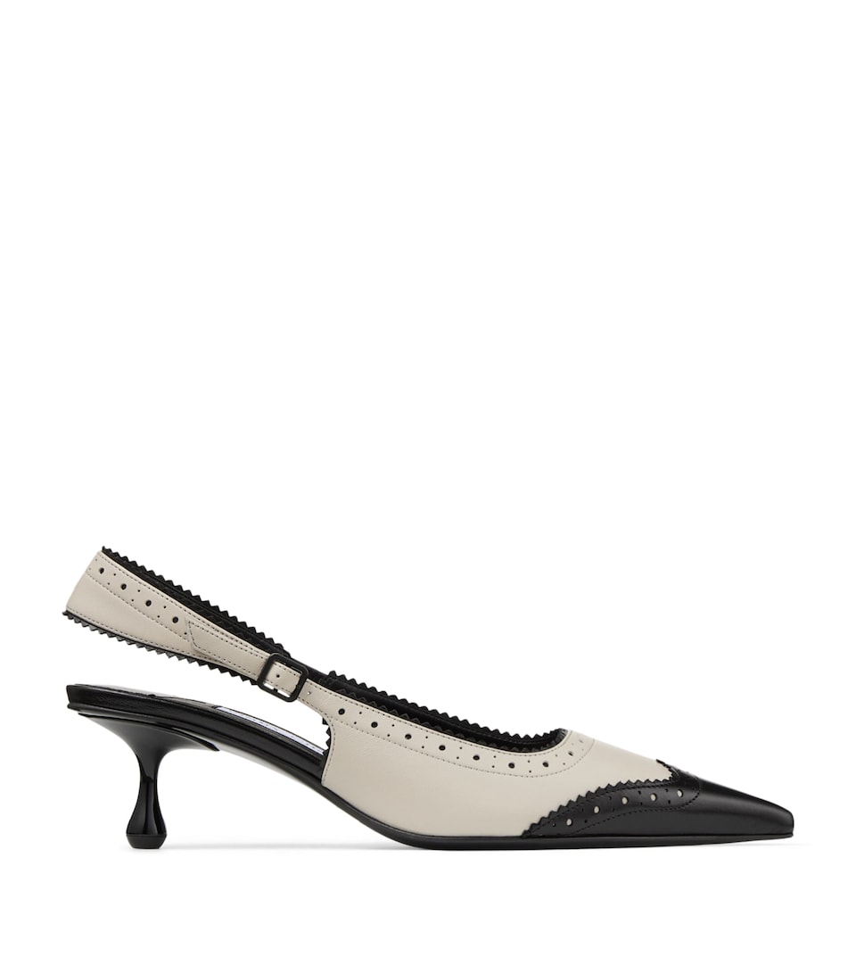 Jimmy Choo Amel 50 Leather Slingback Pumps Black/bone