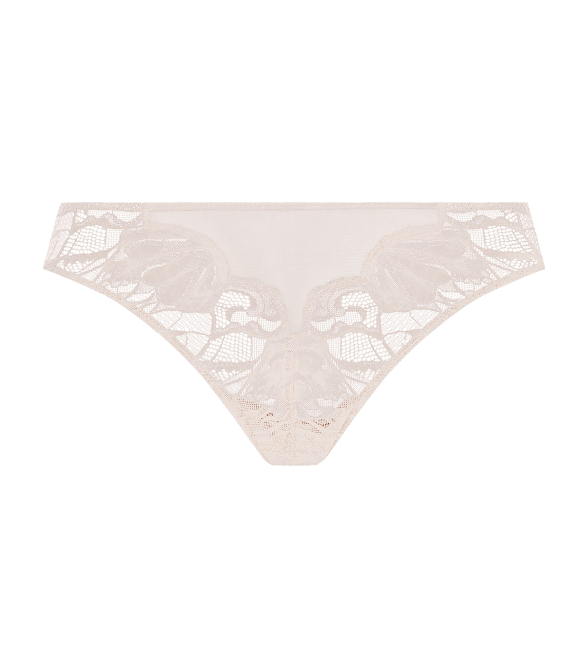 Hanro Womens Lace-Trim Lysia Thong Moonlight