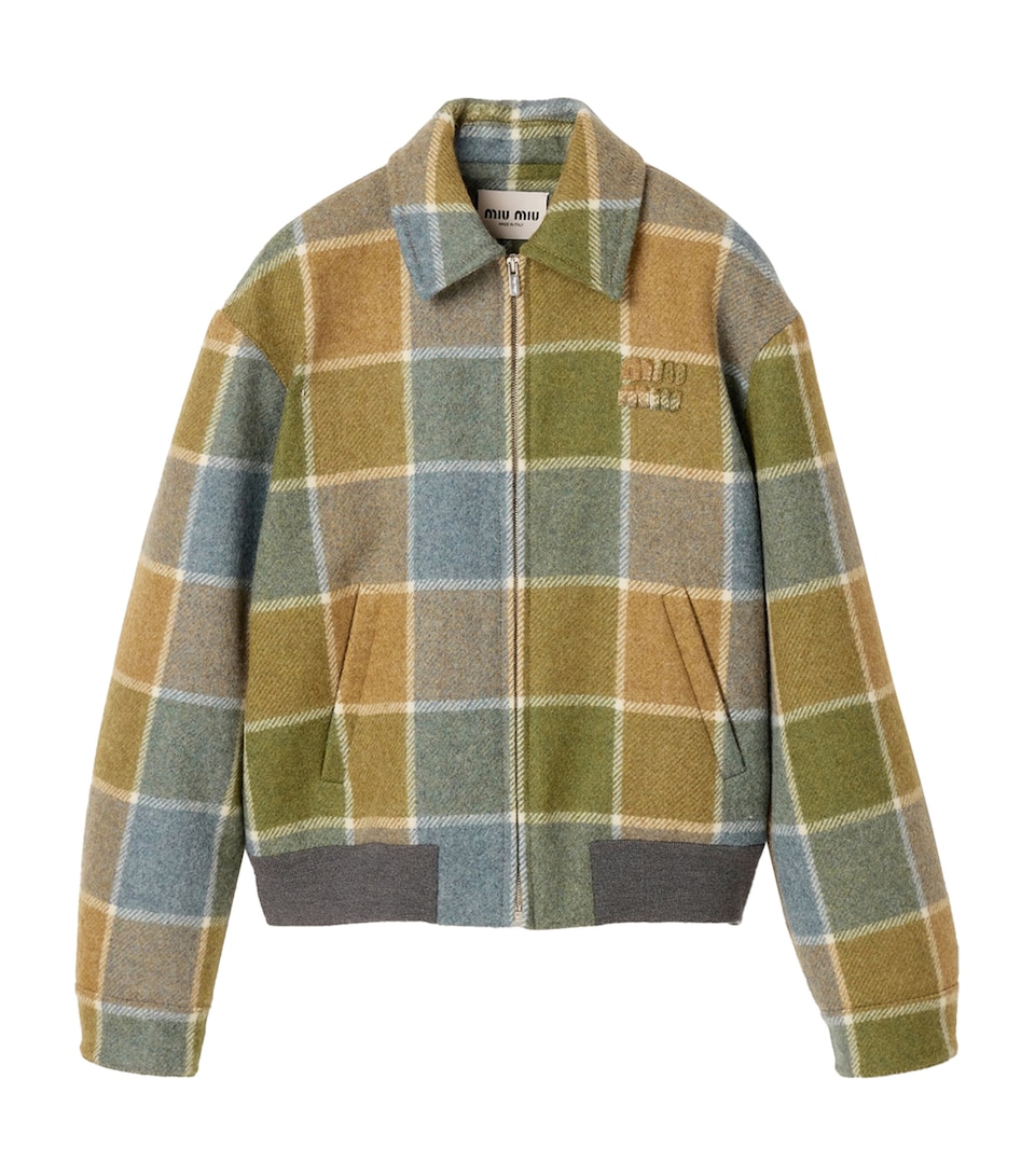 Wool Check Bomber Jacket