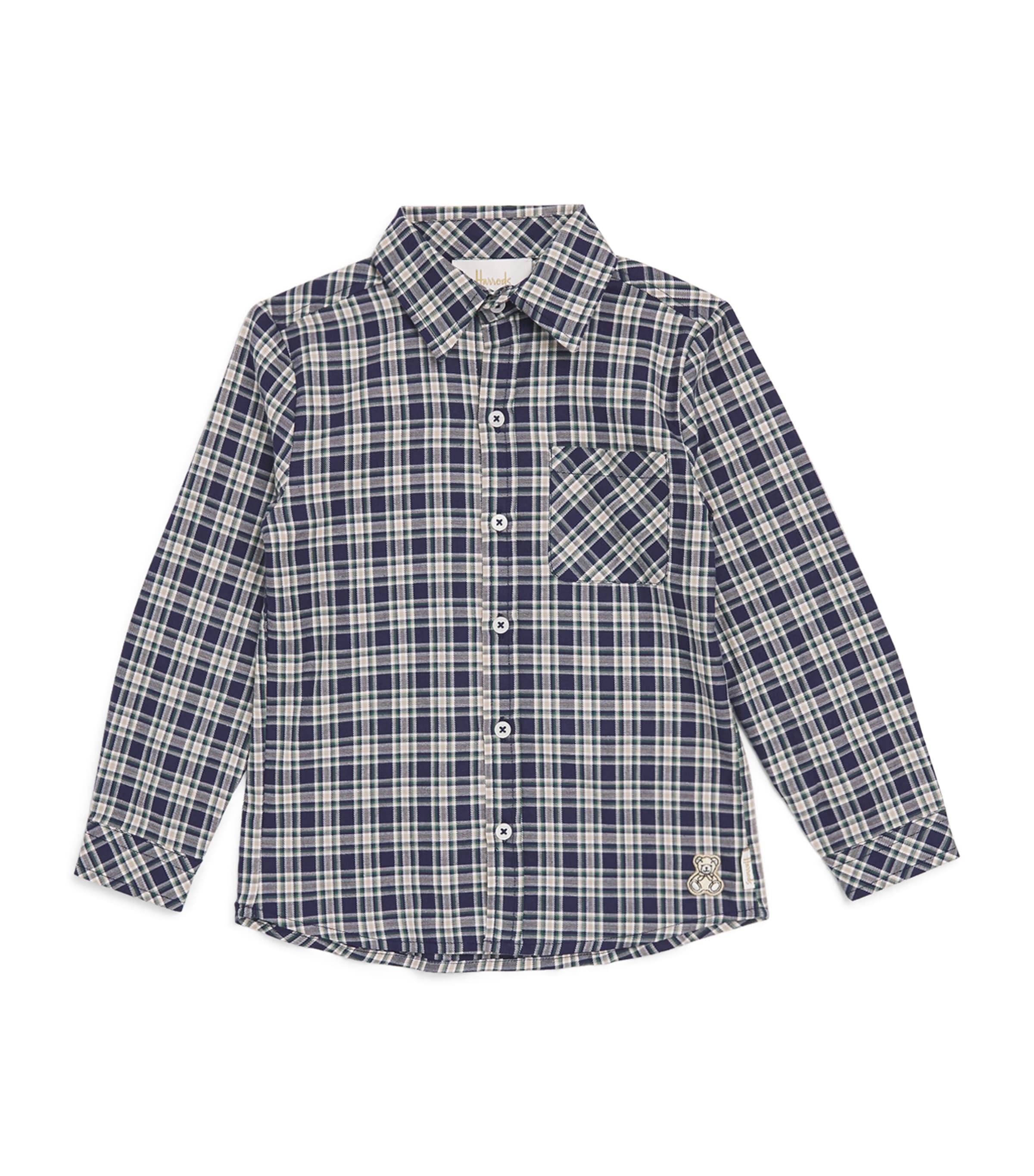 Harrods Cotton Checked Shirt (2-8 Years) Blue