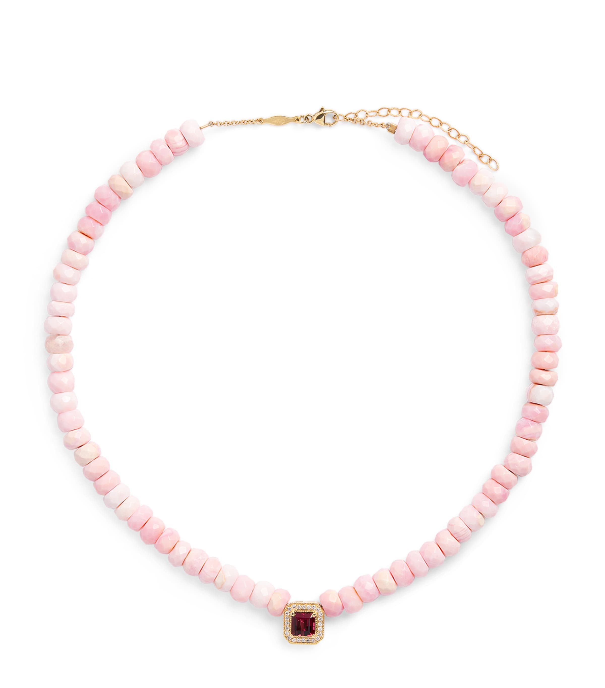 Yellow Gold, Diamond, Opal and Tourmaline Necklace