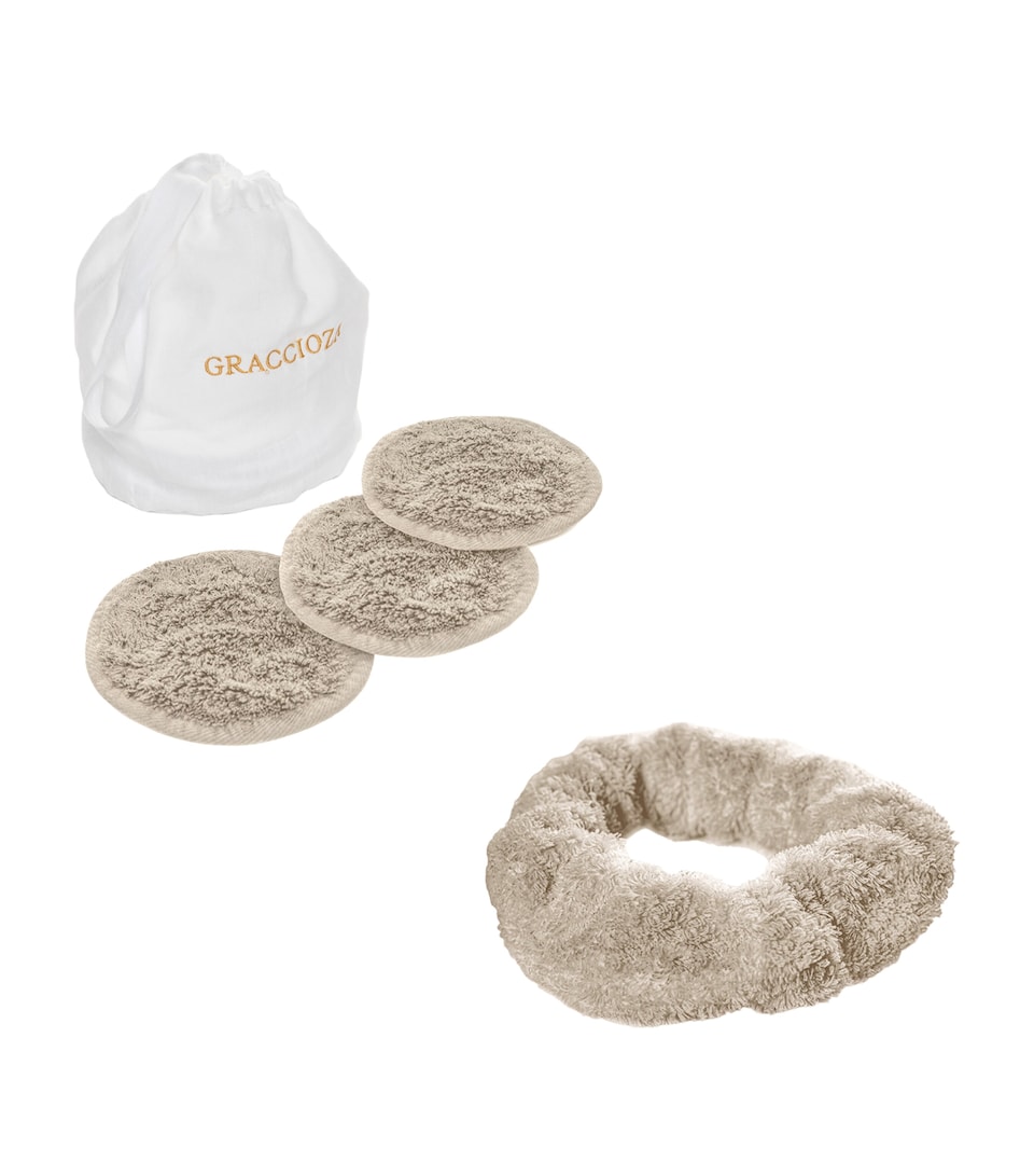 GRACCIOZA Egyptian Cotton Egoist Make-Up Remover and Hairband Set Fog