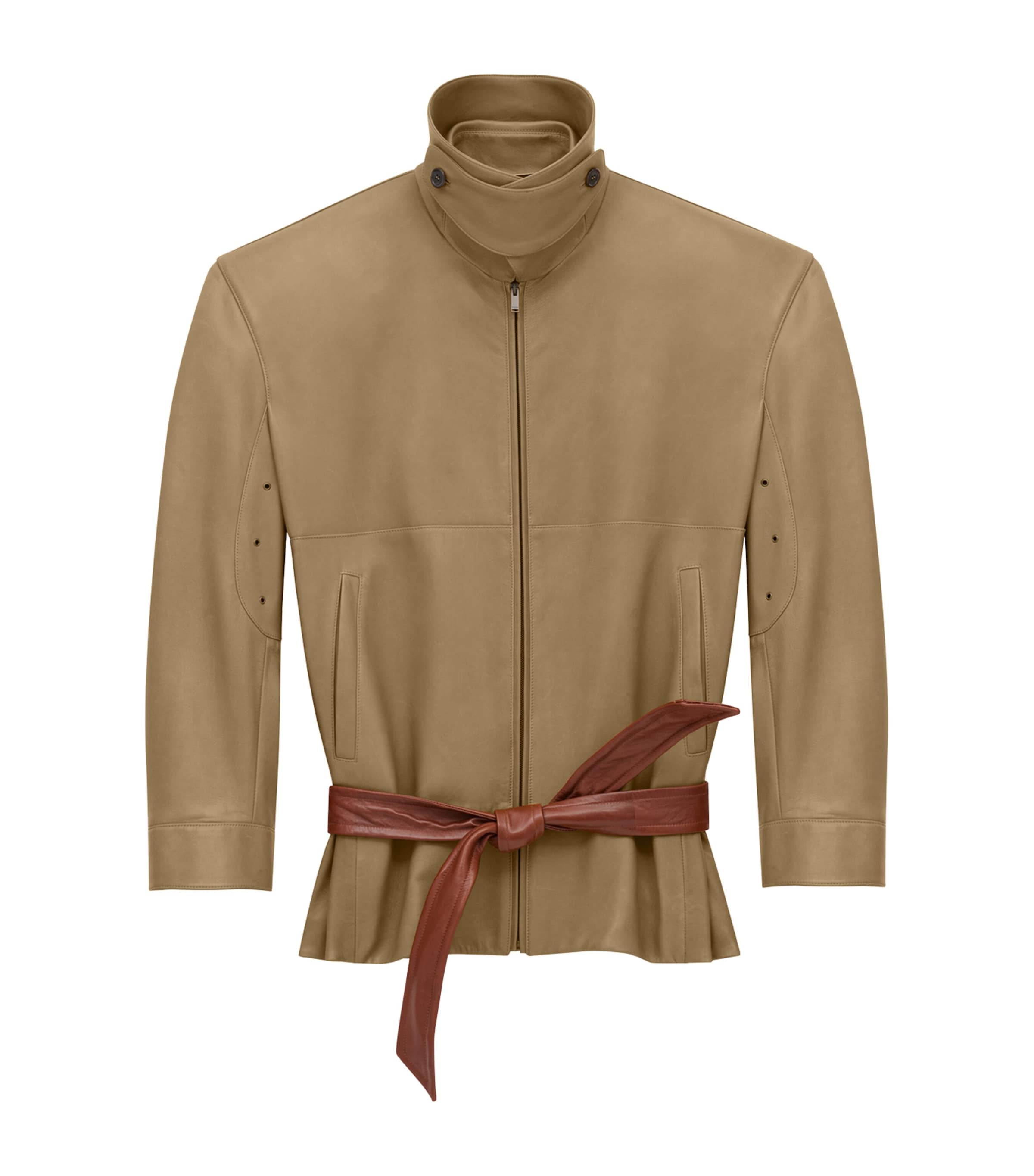 Leather Belted Shirt Jacket