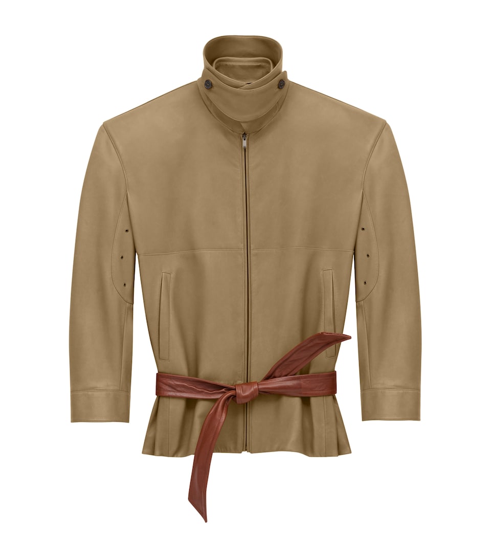 Leather Belted Shirt Jacket