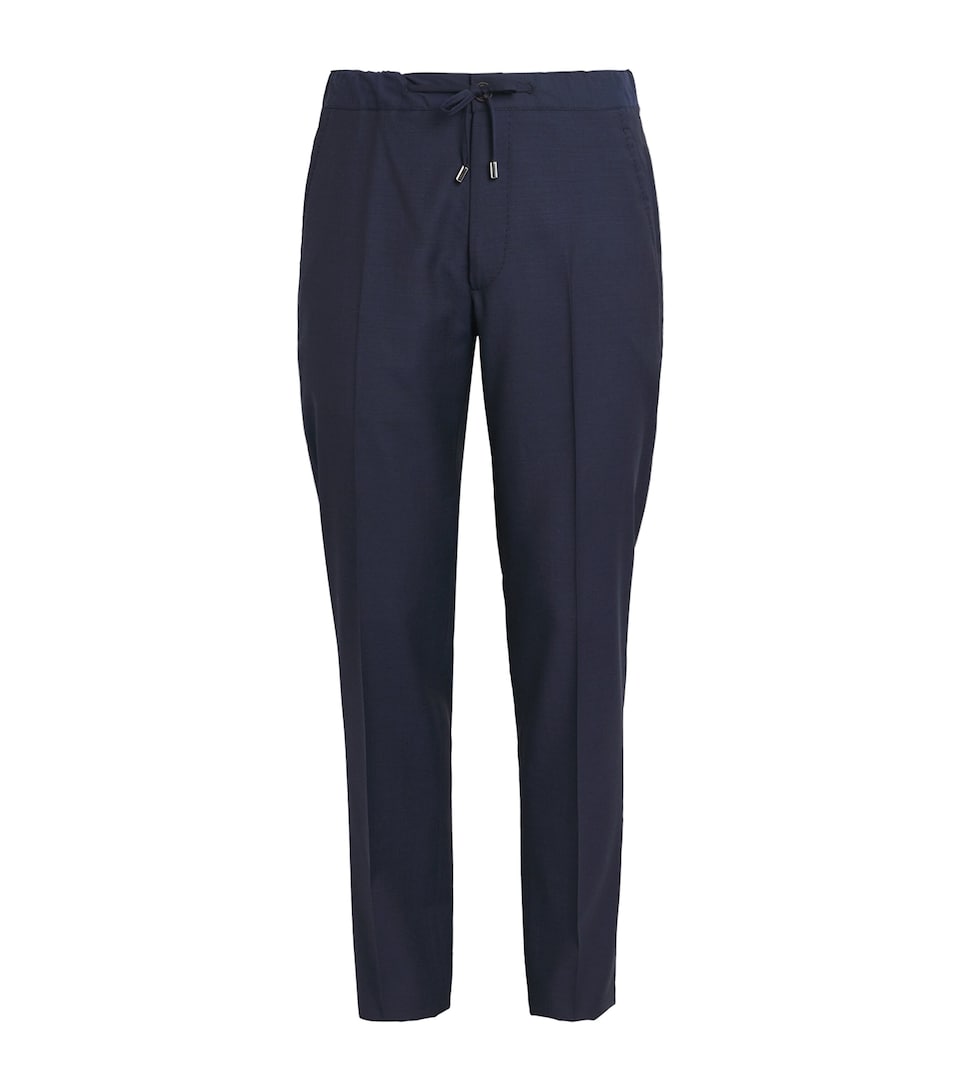 Wool-Mohair Drawstring Tailored Trousers