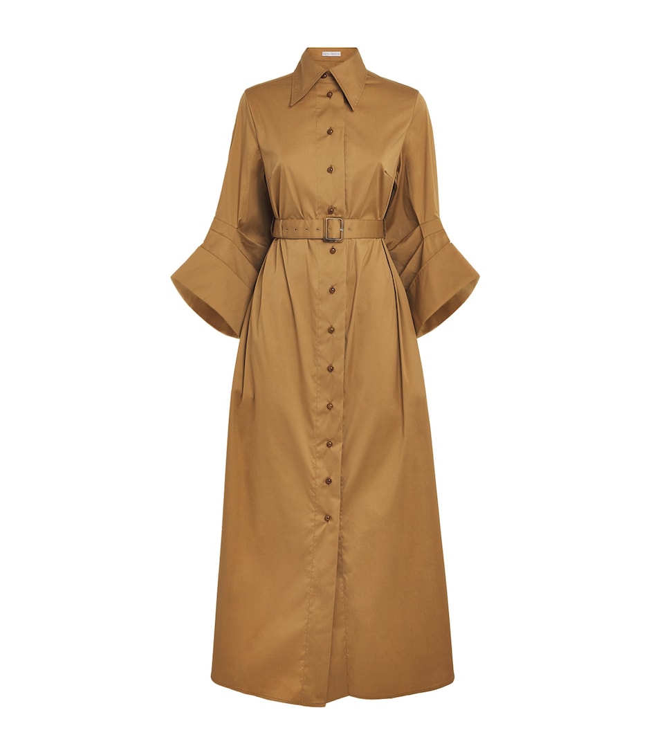 Palmer//Harding Womens Cotton-Blend Intention Maxi Shirt Dress Gld Gold Cttn Poplin
