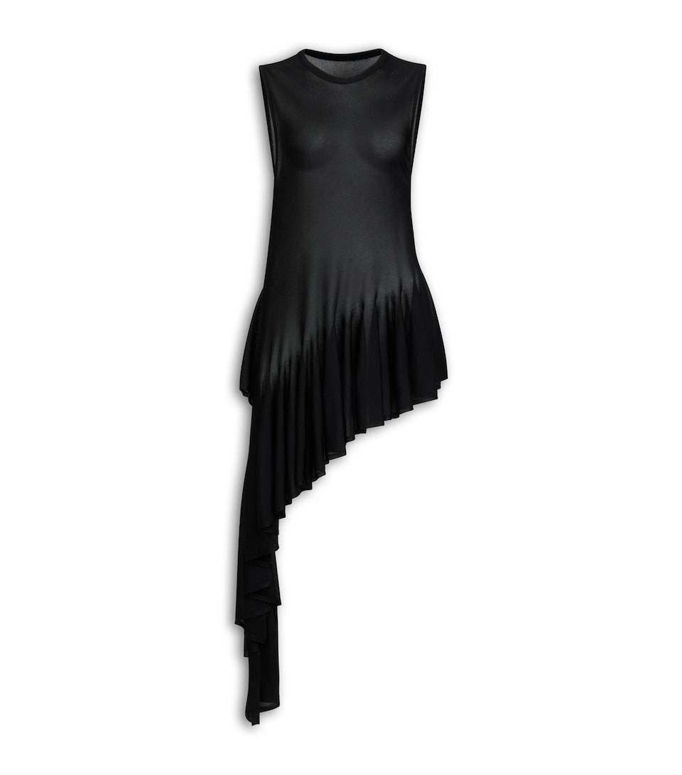 Alaïa Womens Asymmetric Godet Tank Top Noir Alaia
