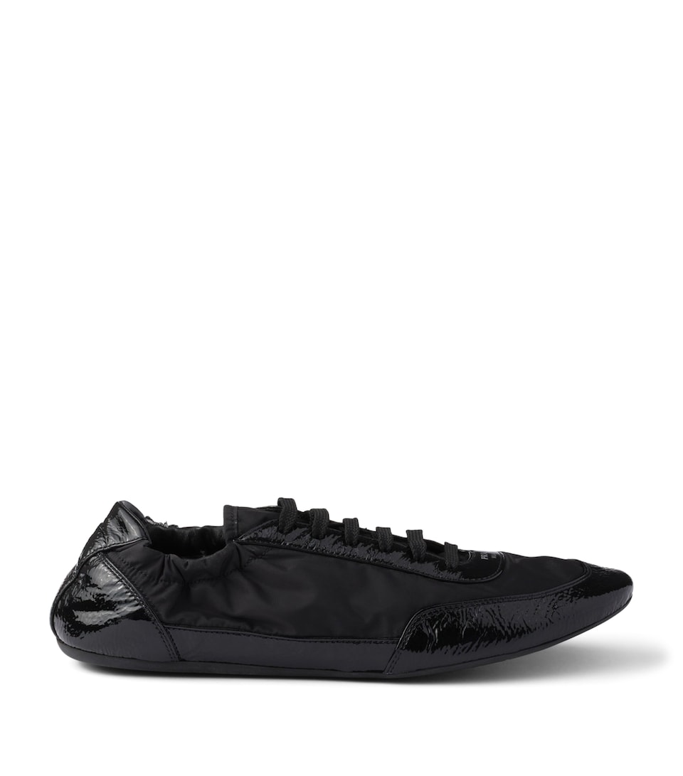Re-Nylon and Leather Collapsed Sneakers
