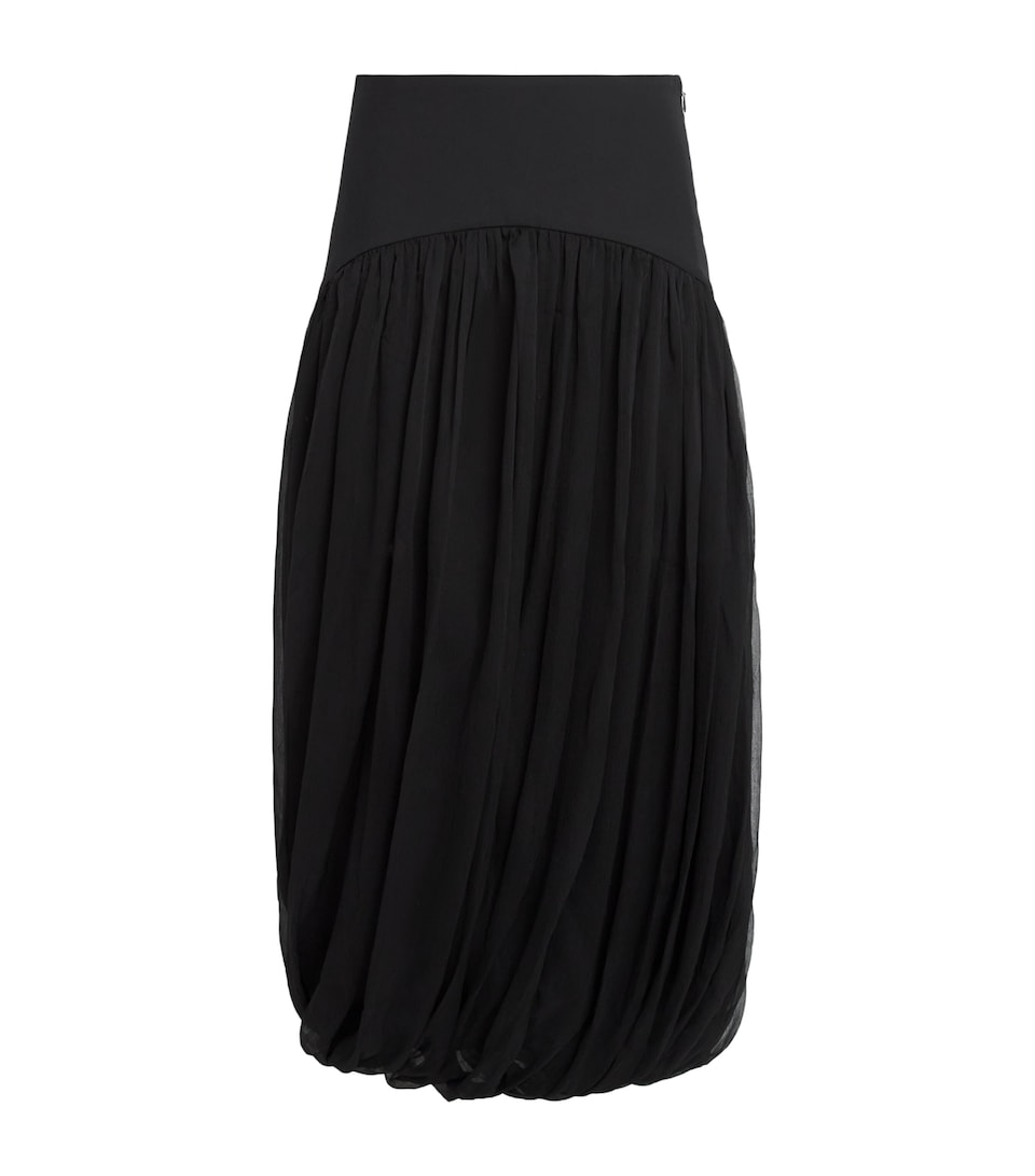 Abadia Womens Twisted Suri Midi Skirt Black