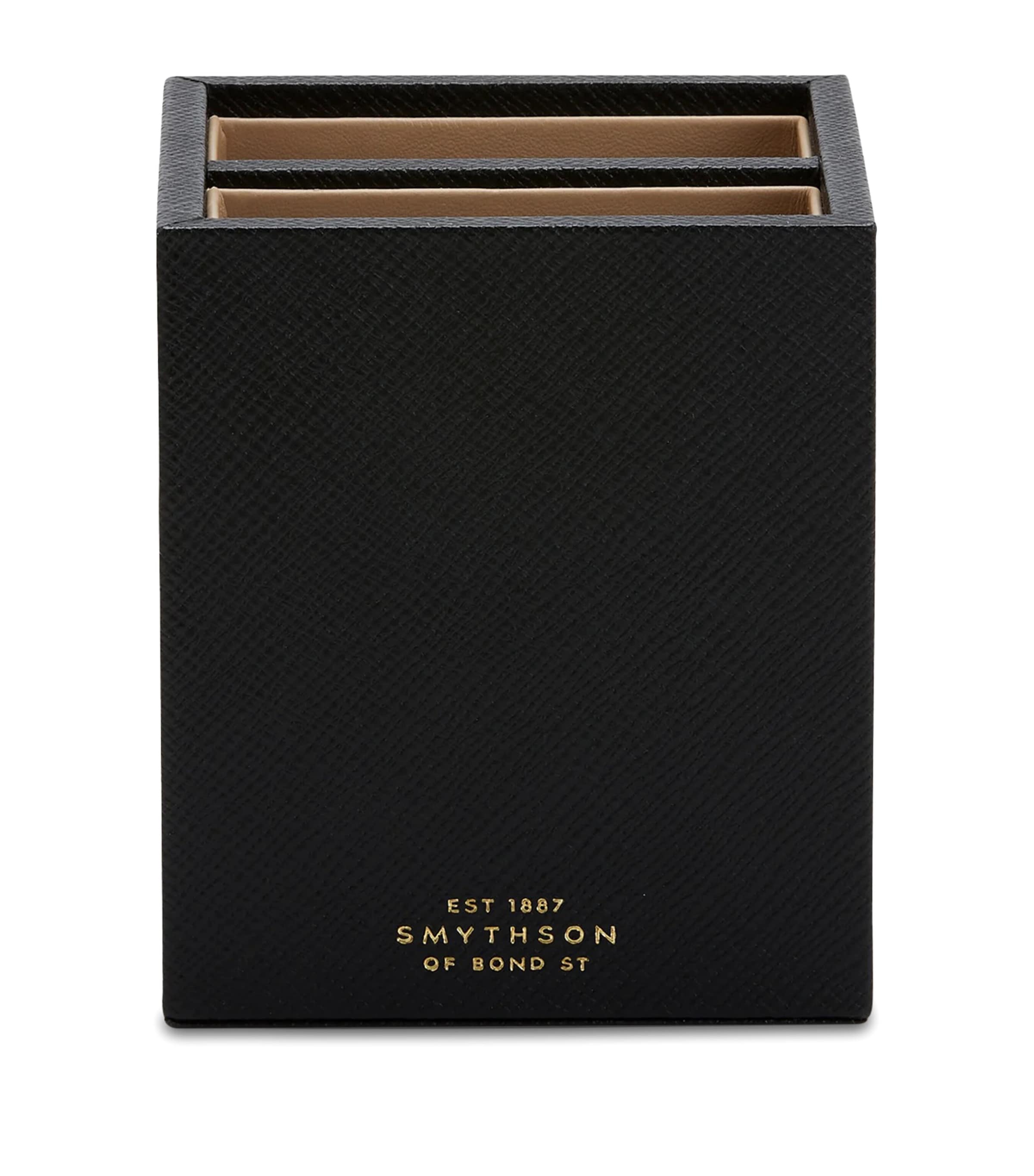 Smythson Panama Leather Pen Pot Black