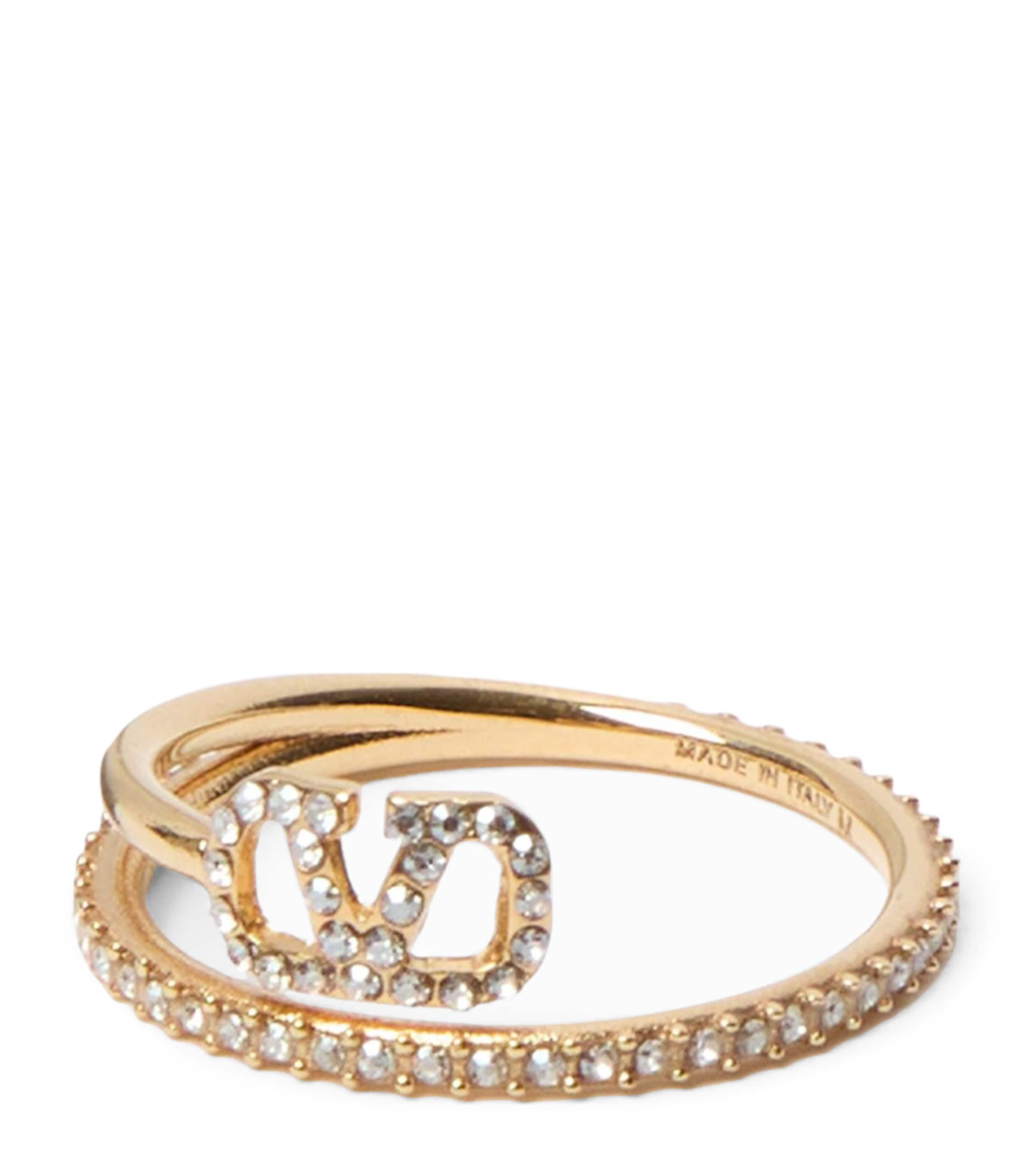 Embellished VLogo Signature Ring