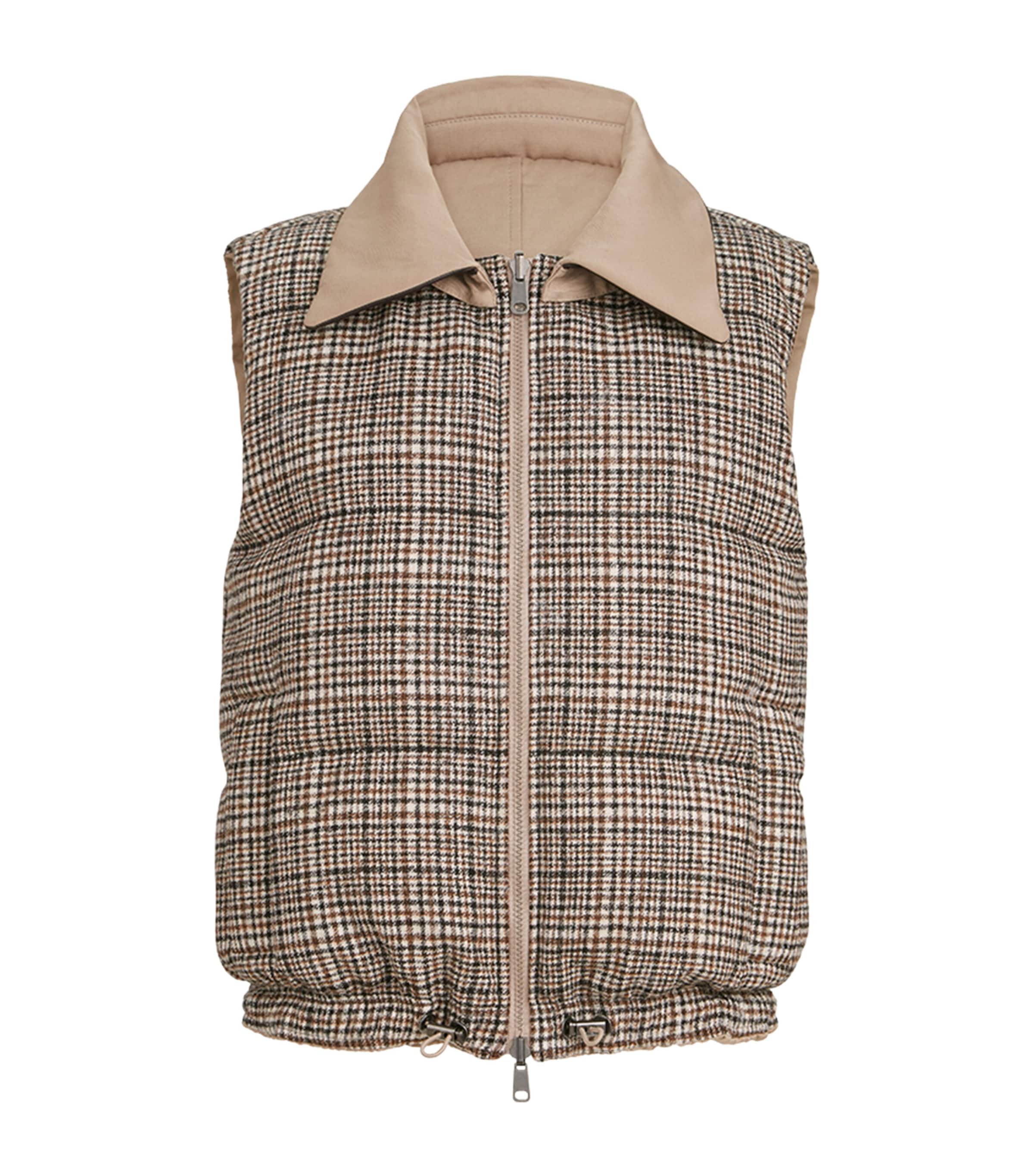 Brunello Cucinelli Womens Cotton-Linen Reversible Gilet Tobacco