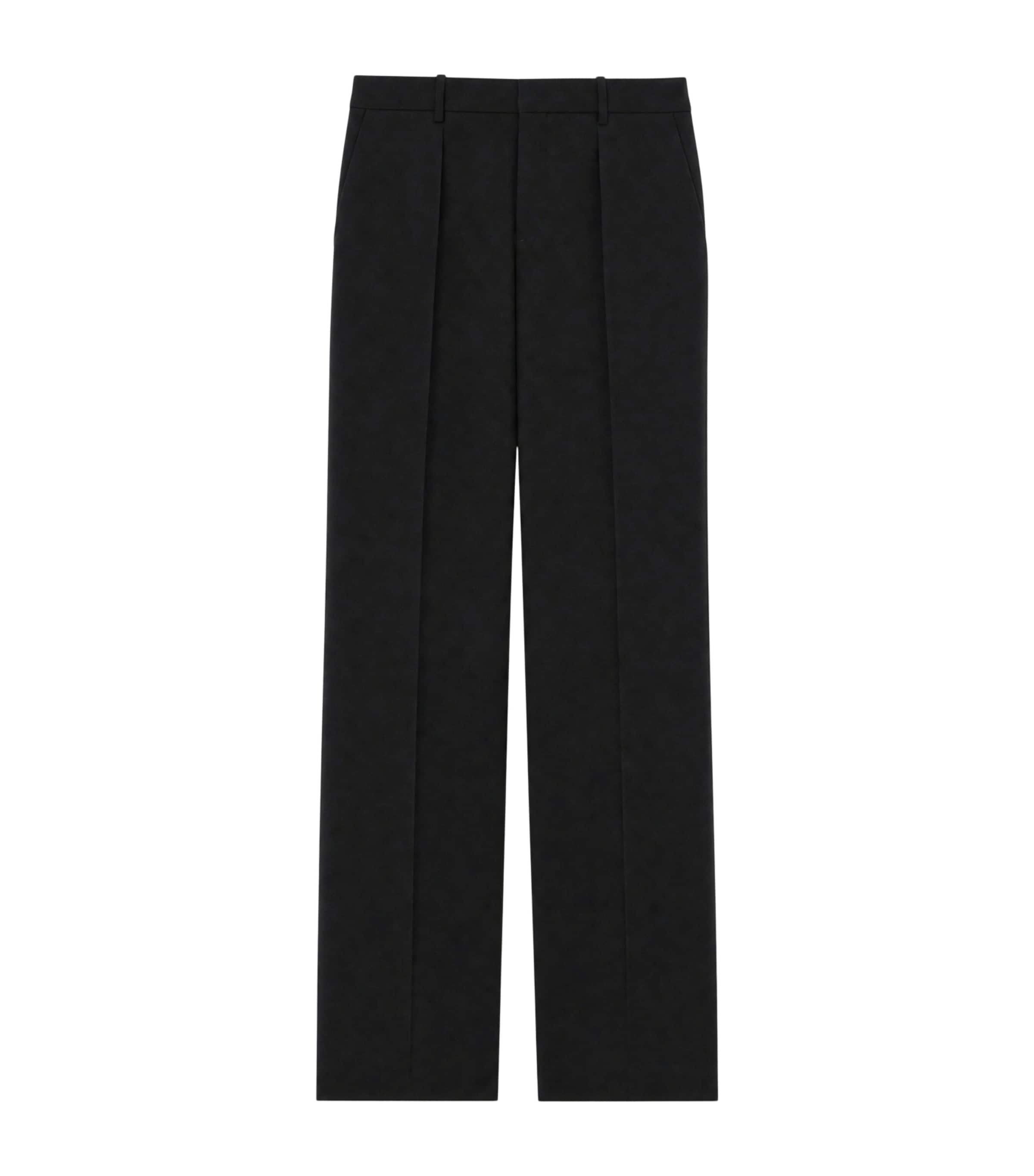 Saint Laurent Womens Wool-Blend Wide-Leg Trousers