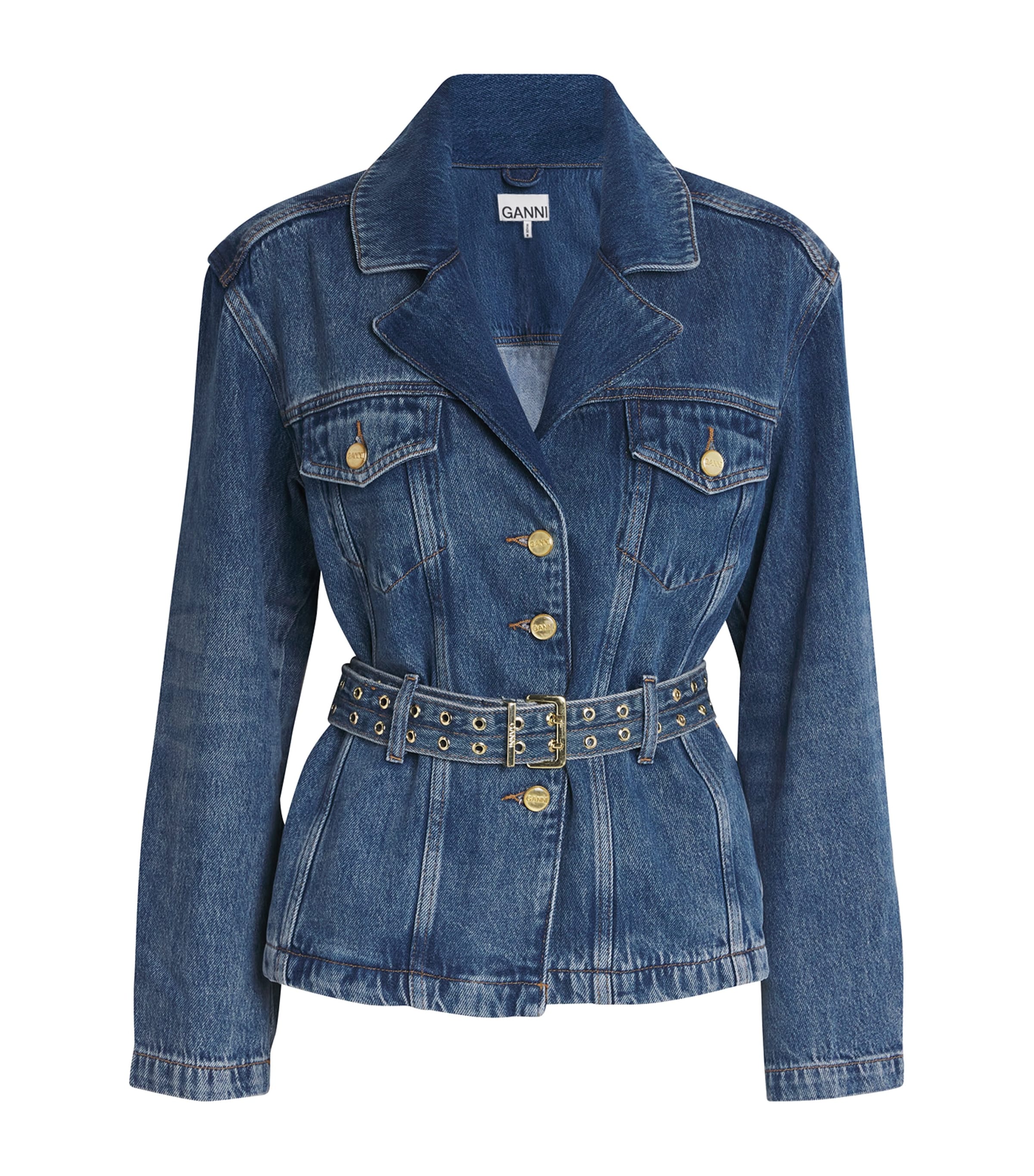 【関税&送料込】Alaia Alaia Denim Jacket With Peplum Peplum denim jacket in blue - Alaia | Mytheresa