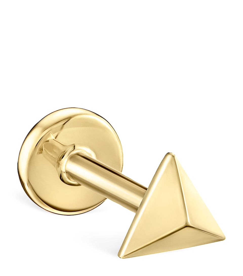 Yellow Gold Faceted Triangle Threaded Stud Earring (3.5mm)