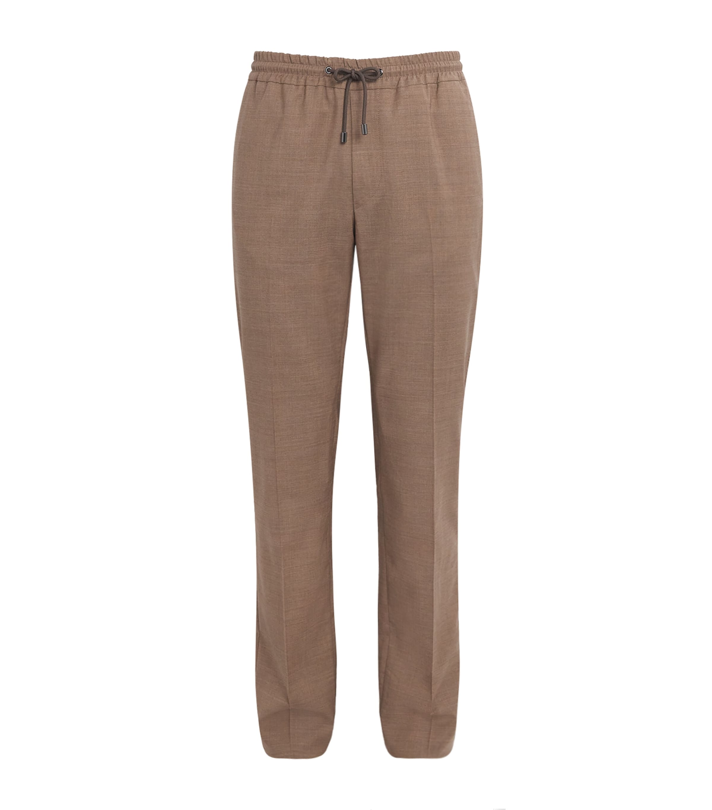 Pal Zileri Mens Stretch-Virgin Wool Drawstring Trousers Light Brown