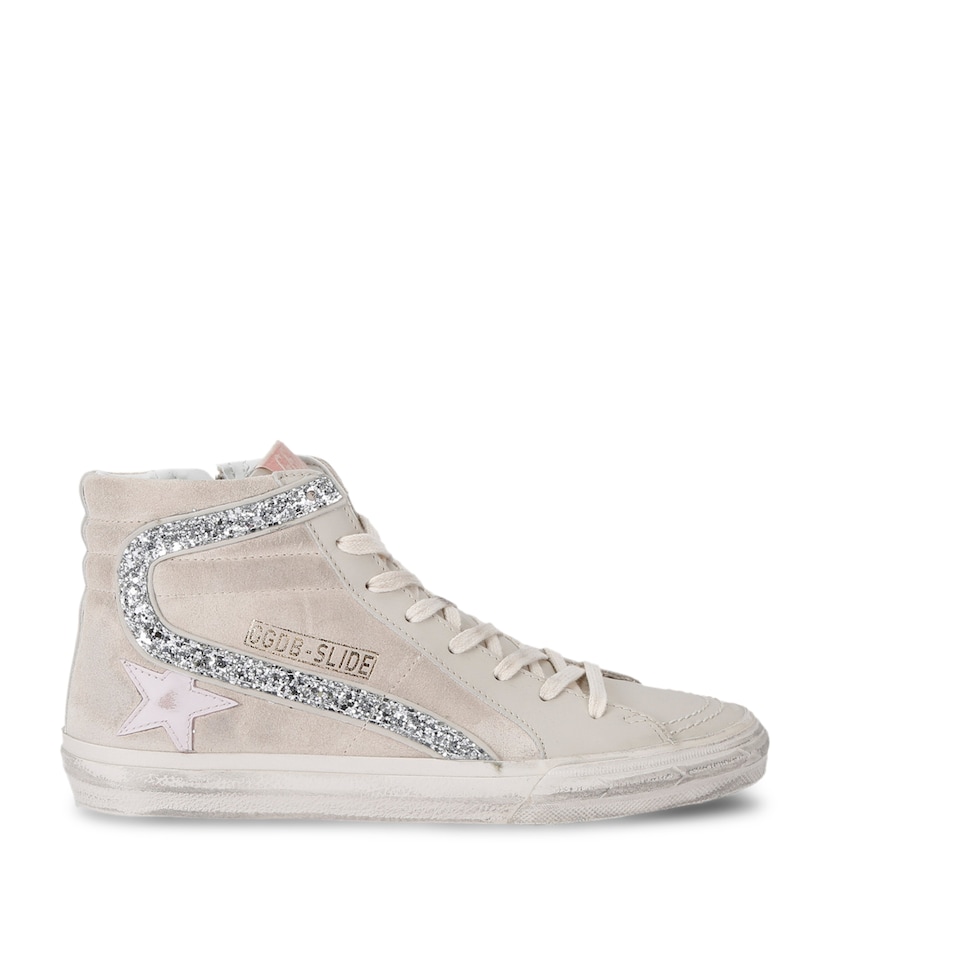 Leather Slide High-Top Sneakers