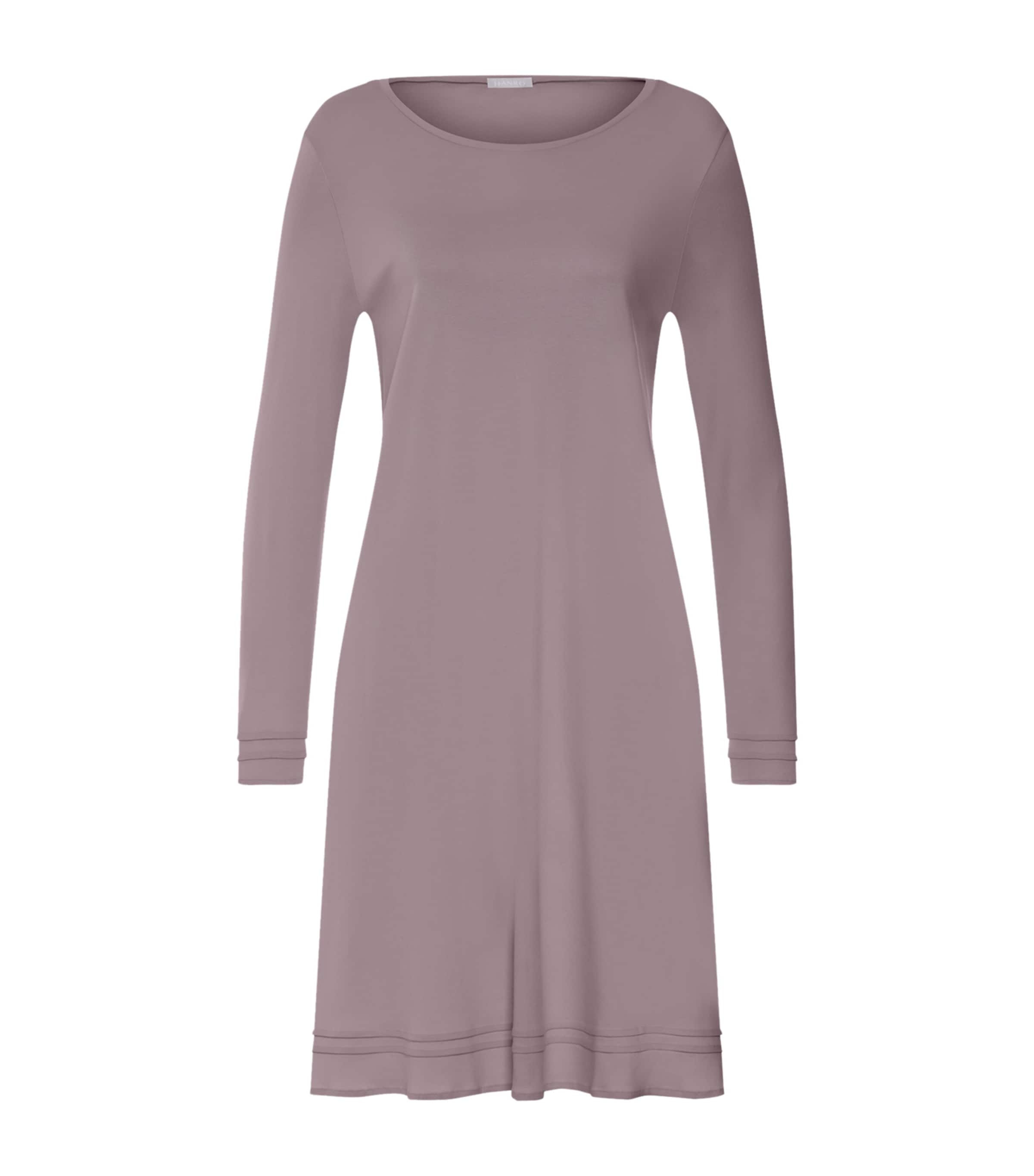 Hanro Womens Cotton Long-Sleeve Nightdress Stormy Rose