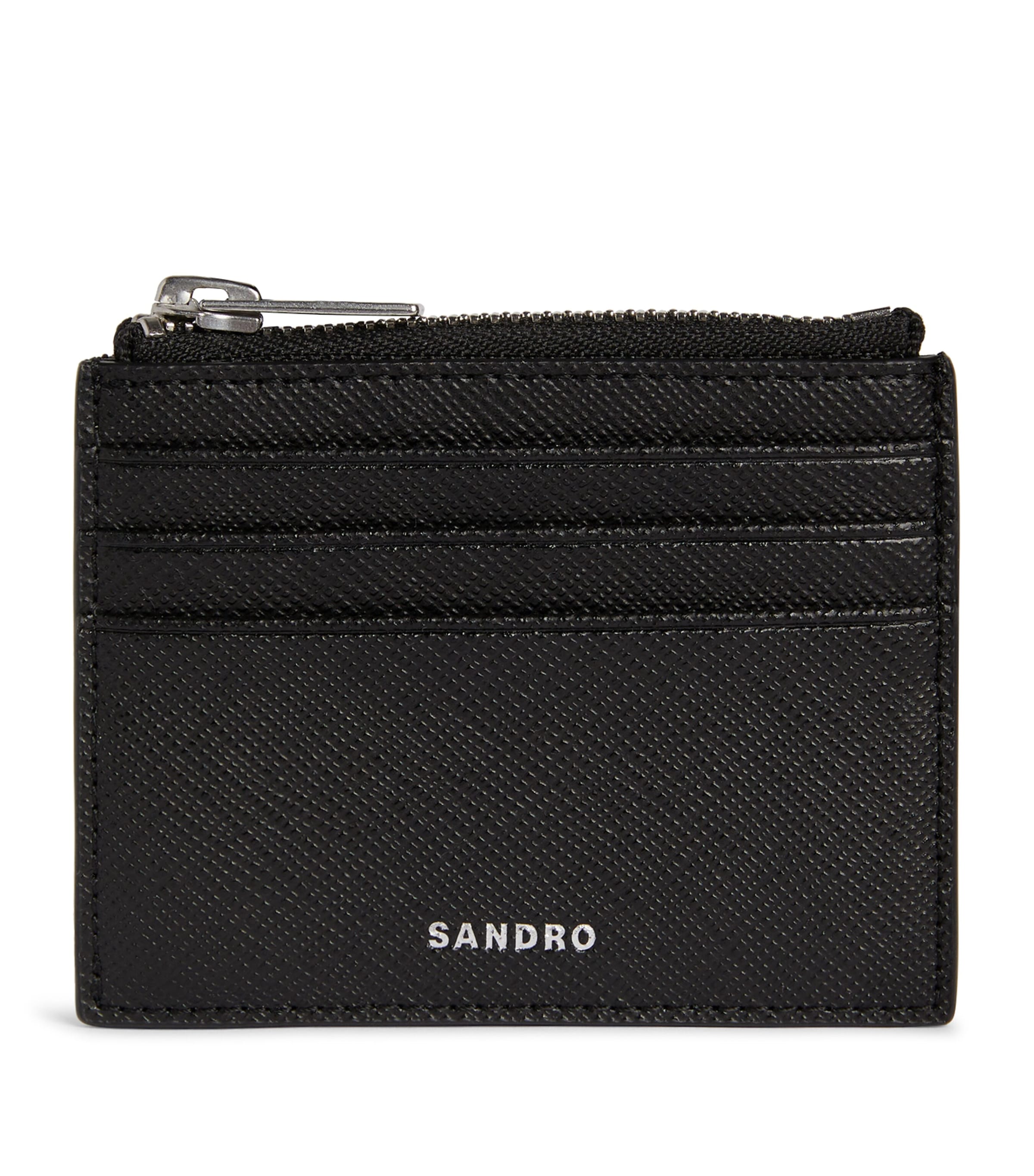 Sandro Paris Reconstituted Leather Card Holder Black