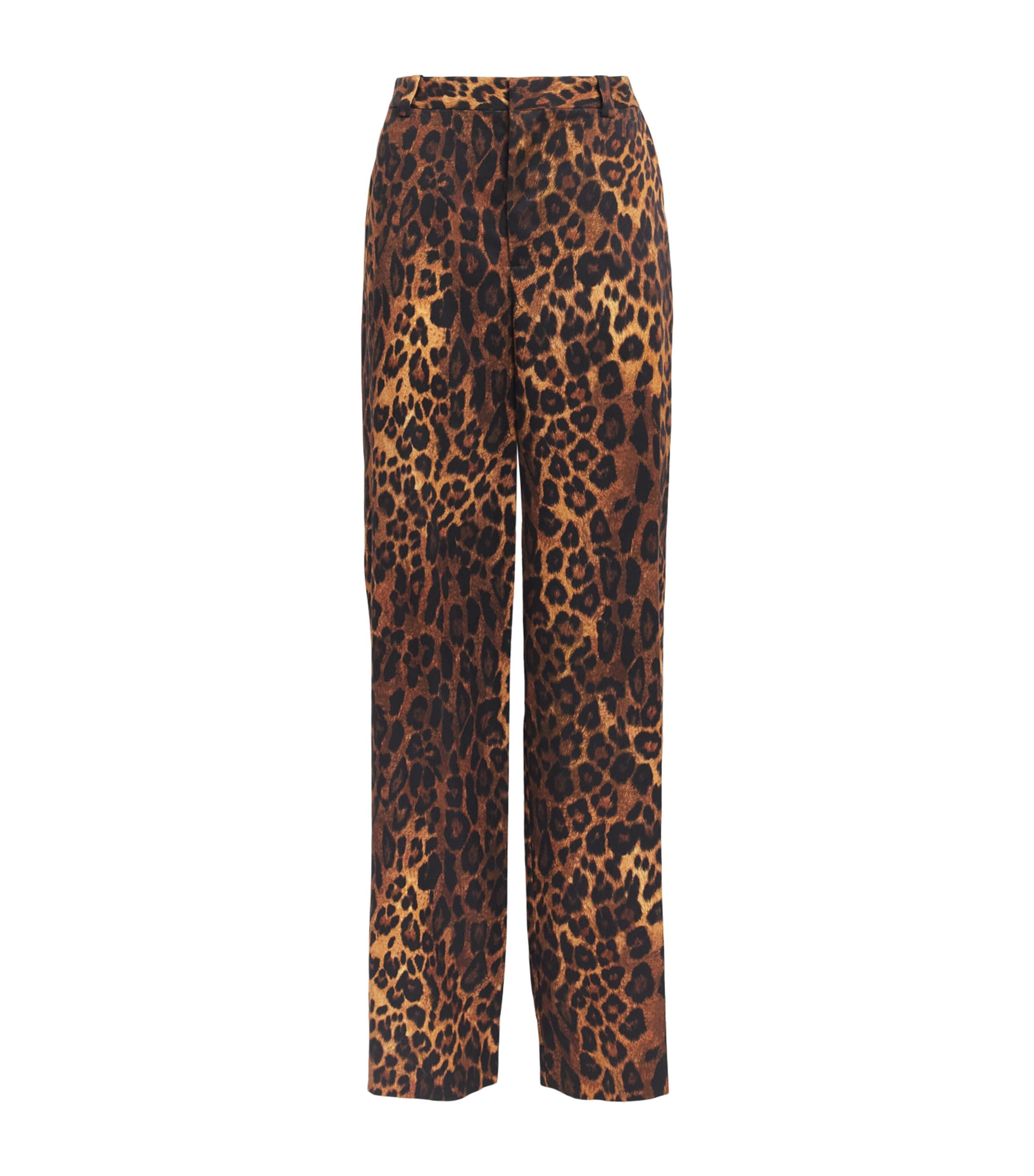 L'Agence Womens Leopard Print Livvy Wide-Leg Trousers Tan Mlt Javan Leoprd