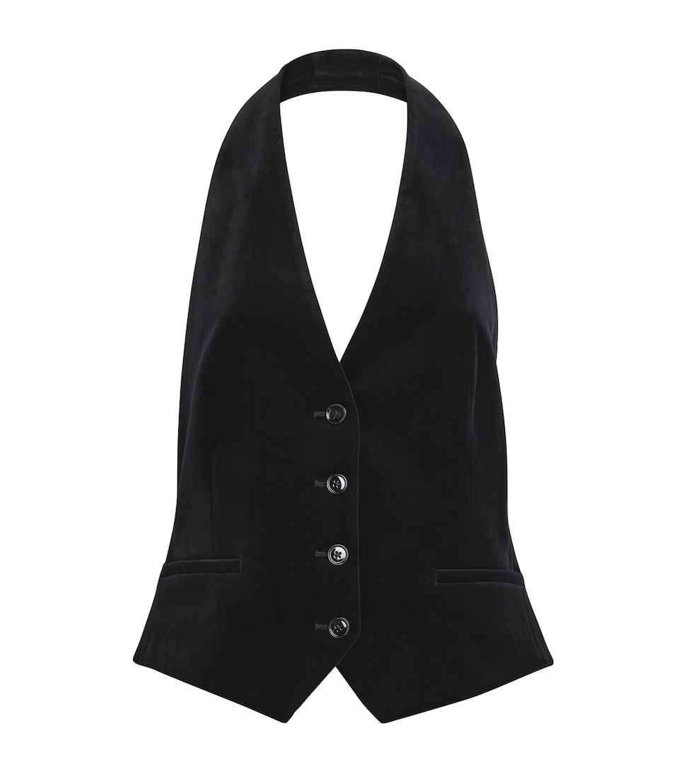 Stretch-Velvet Halterneck Waistcoat