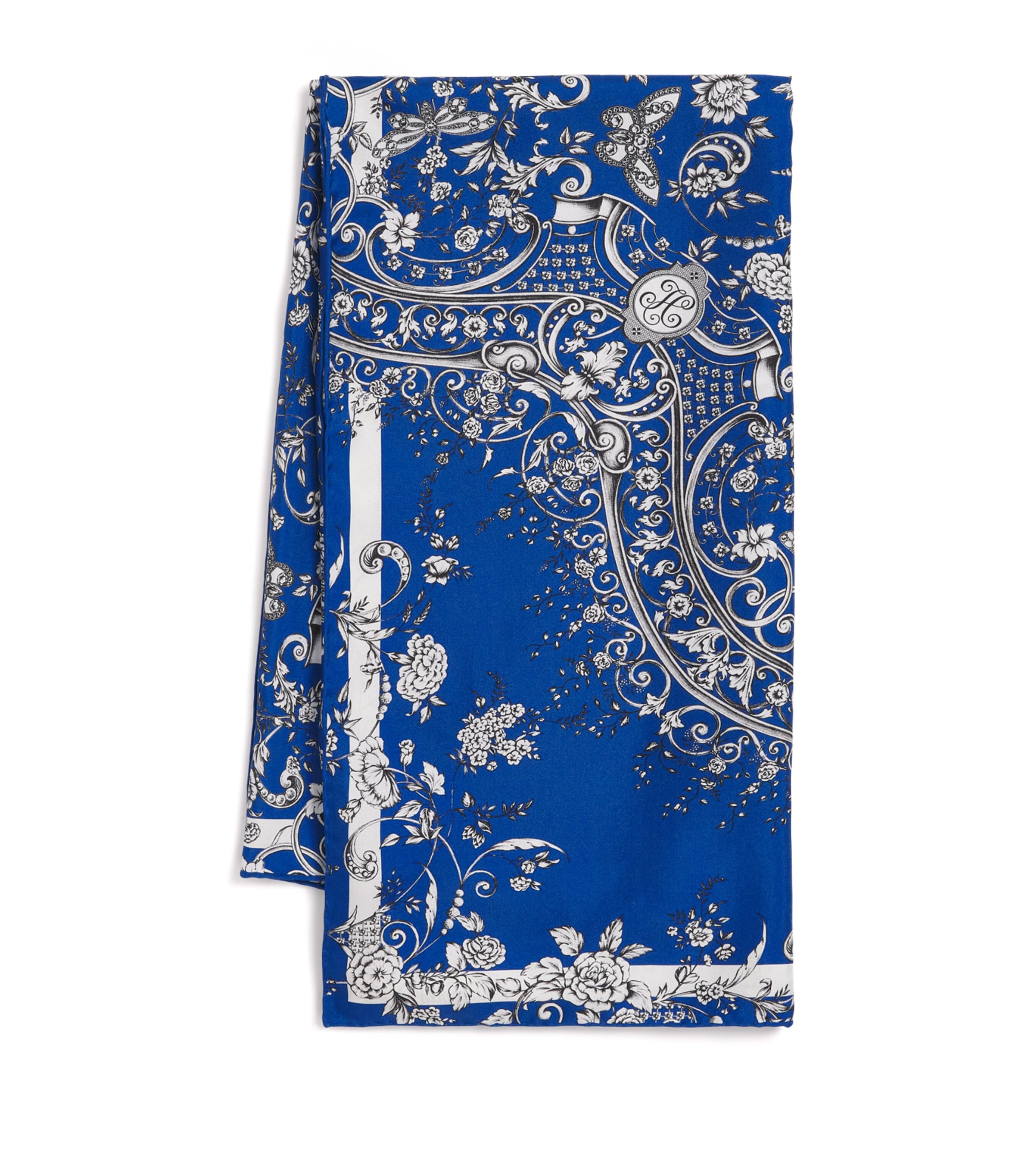 Silk Gilded Butterfly Print Scarf