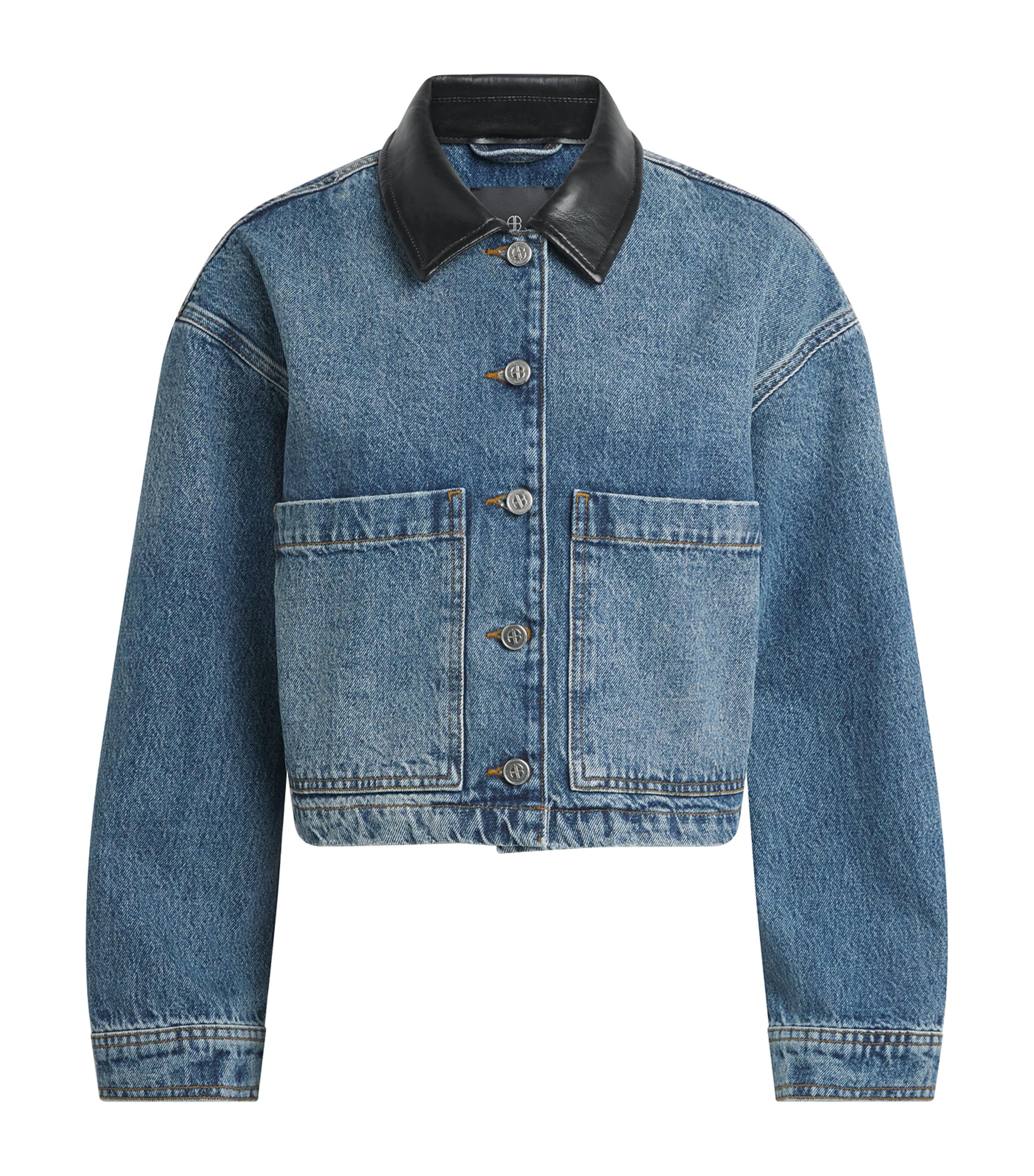ANINE BING Womens Yuma Denim Jacket Washed Blue