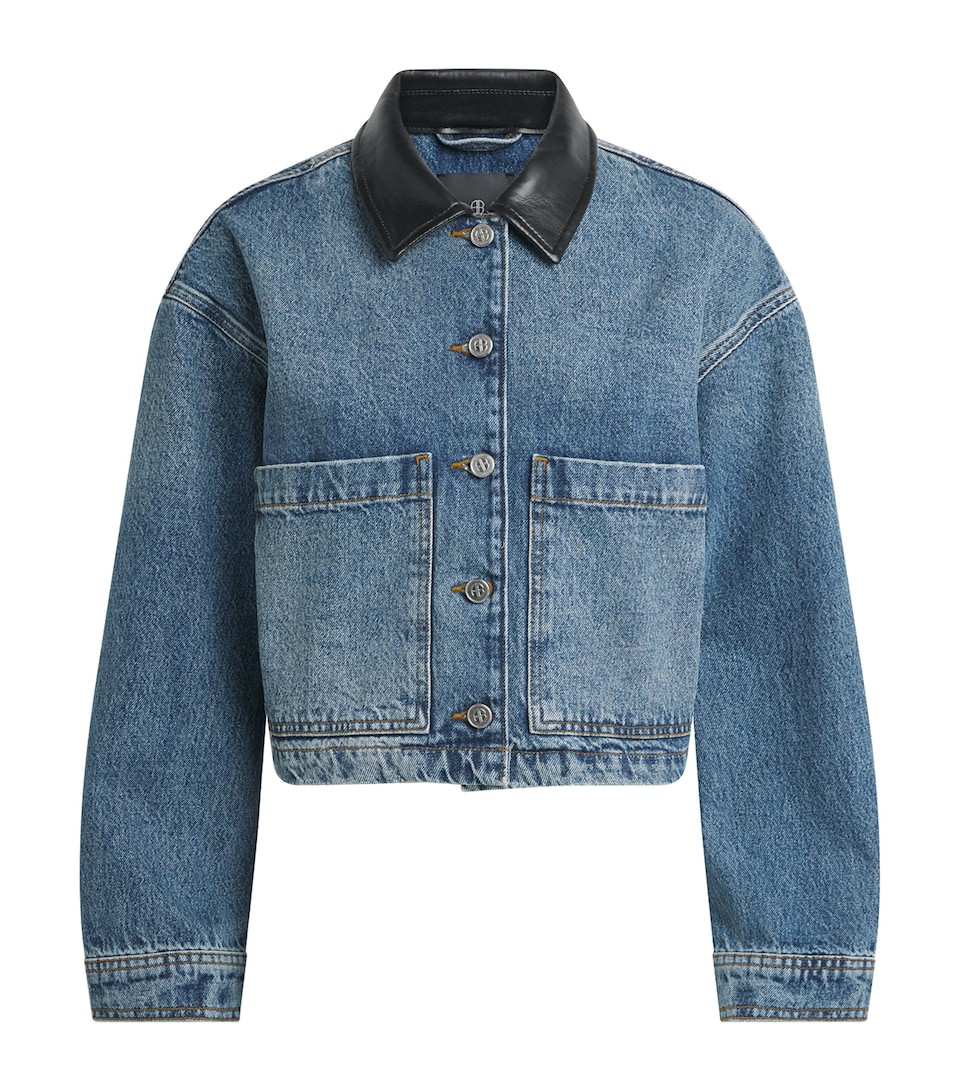ANINE BING Womens Yuma Denim Jacket Washed Blue