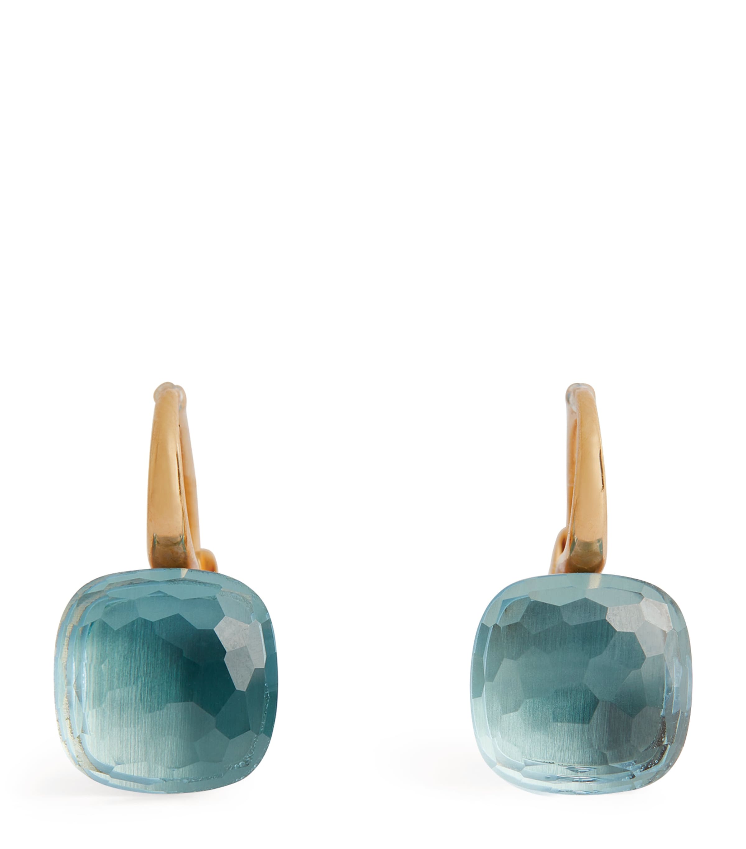 Rose Gold, White Gold and Sky Blue Topaz Nudo Earrings