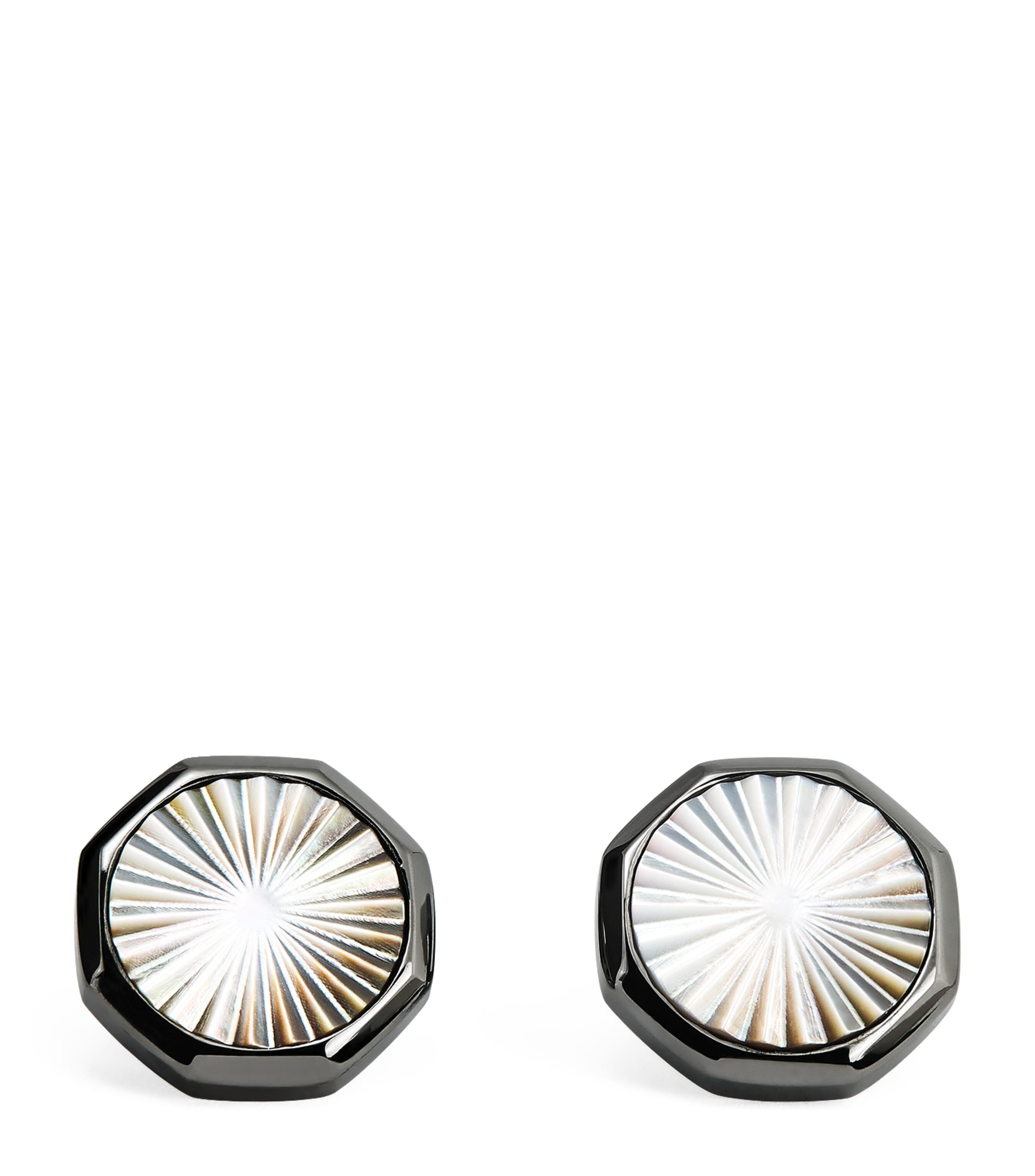 Tateossian Gunmetal Mother-Of-Pearl Sunbursts Cufflinks Grey