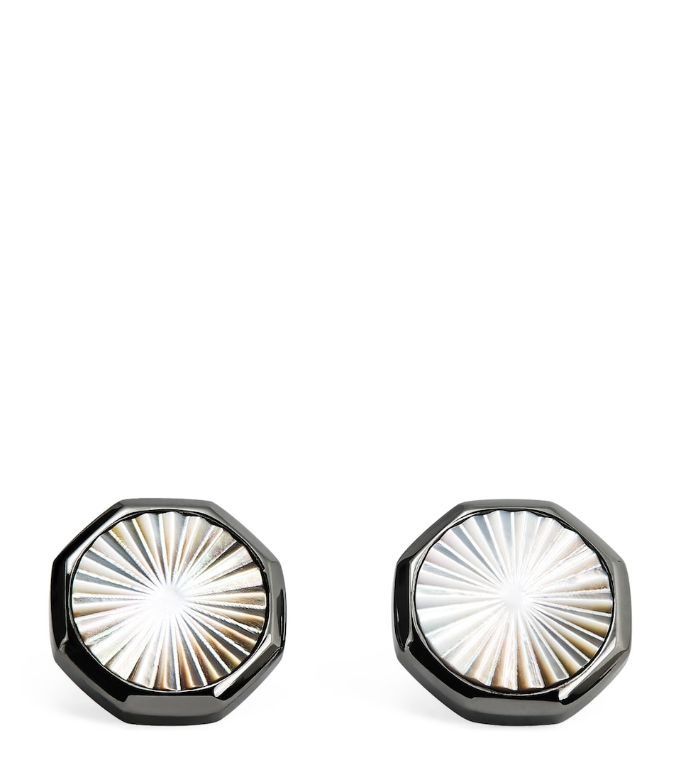 Tateossian Gunmetal Mother-Of-Pearl Sunbursts Cufflinks Grey