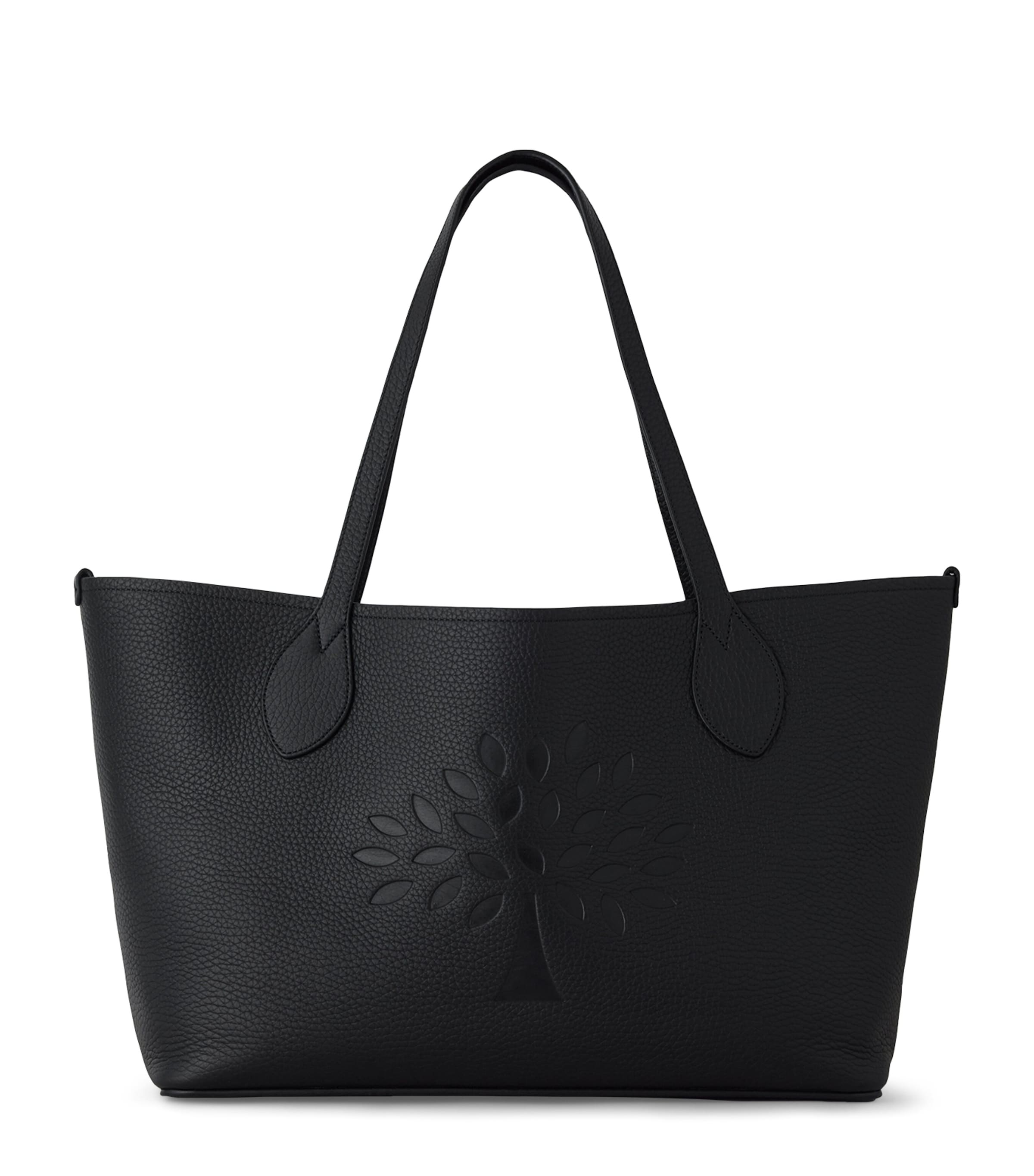 Mulberry Leather Tree Tote Bag Black