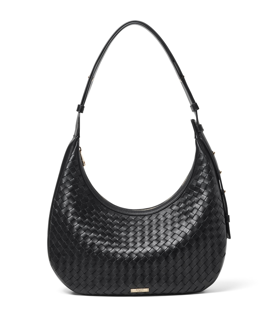 Aspinal Of London Large Soho Crescent Cross-Body Bag Black