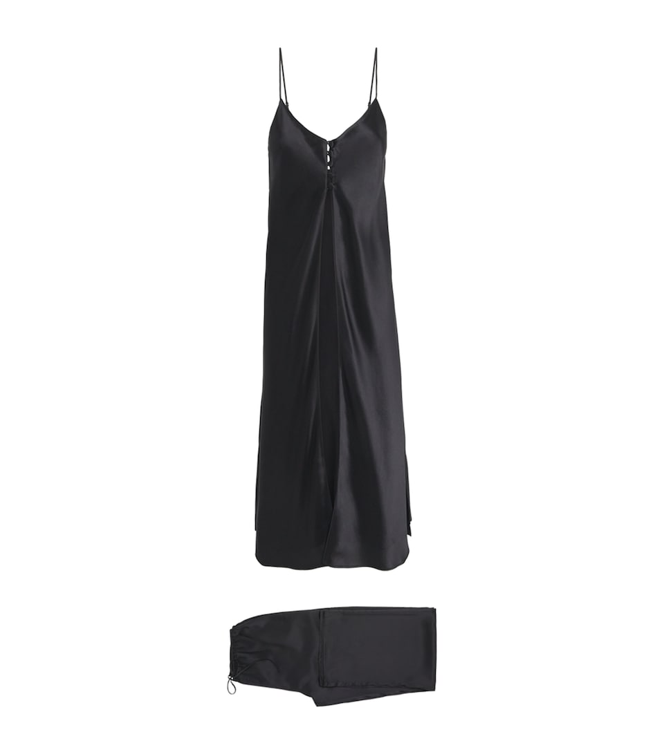 Olivia von Halle Womens Silk Elvira Camisole Pyjama Set Jet Black