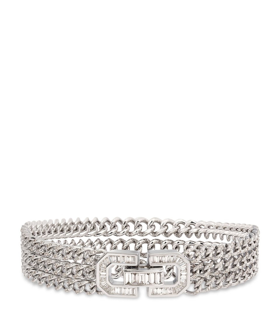 White Gold and Diamond Link Deco Bracelet
