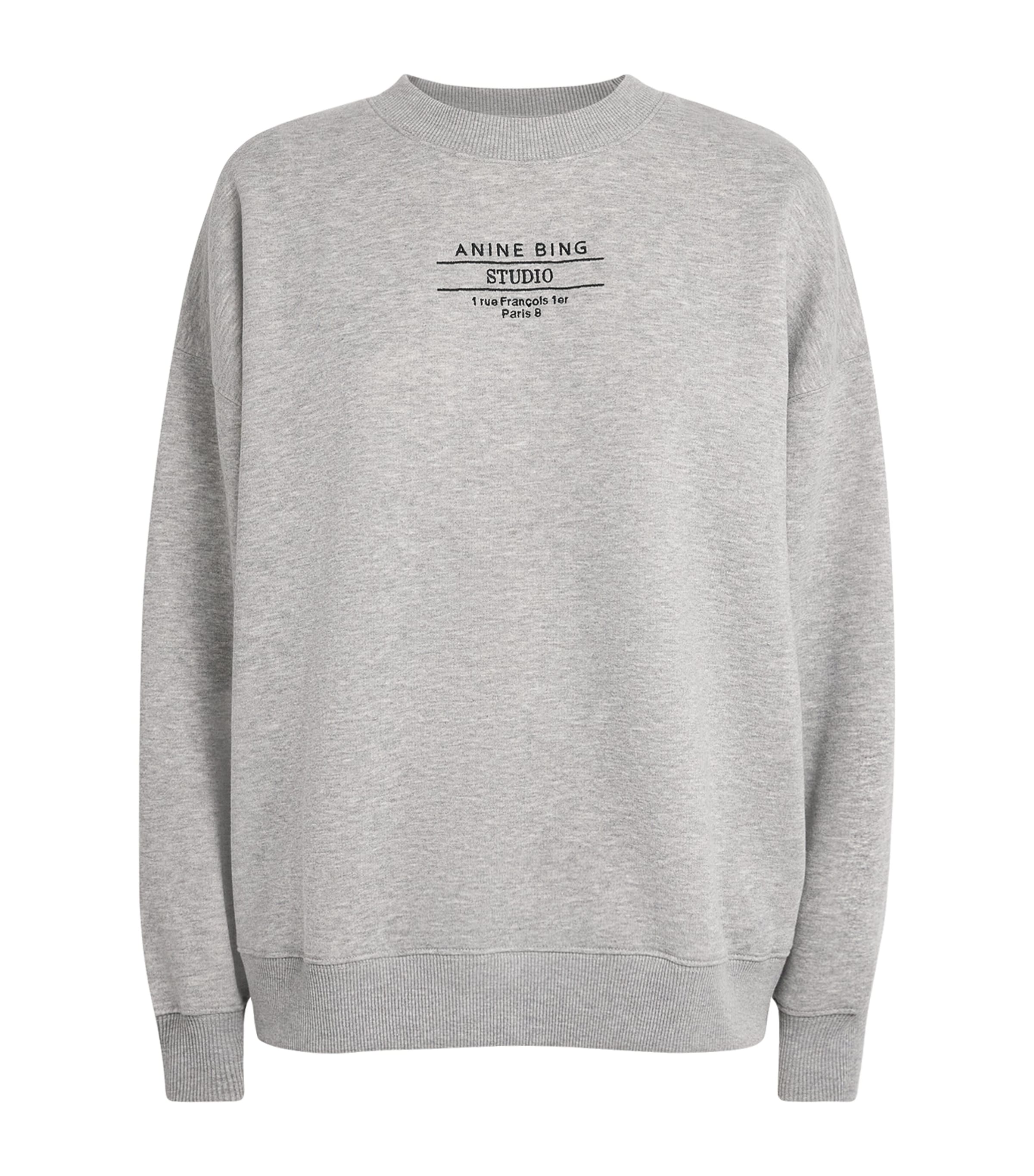 ANINE BING Womens Fleece Logo Miles Sweatshirt Grey