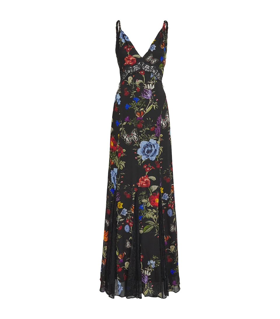 Alice+Olivia Womens Floral Print Nisa Maxi Dress Moonlit Manor